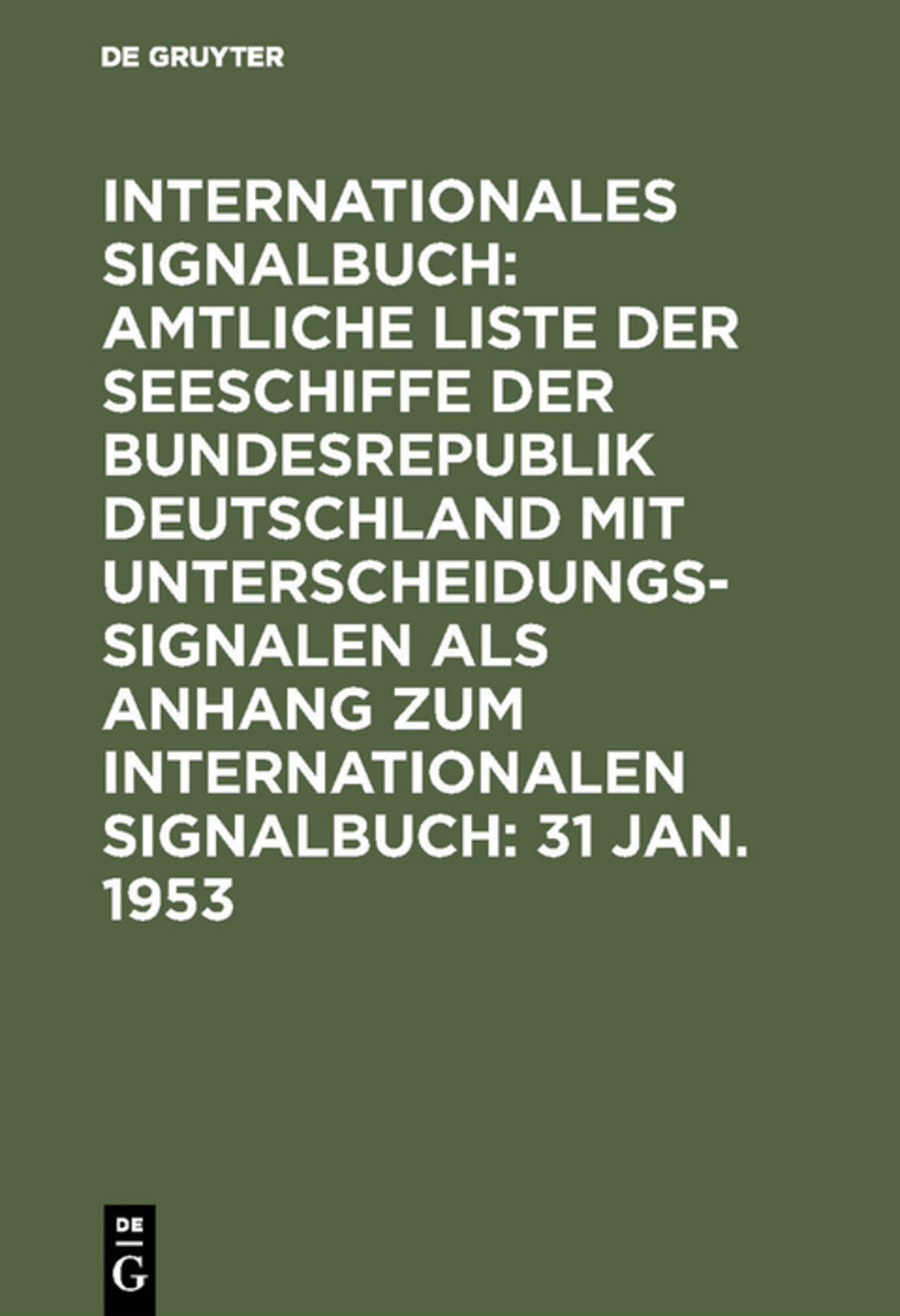 Cover image for 31 Jan. 1953 ISBN 9783111085418