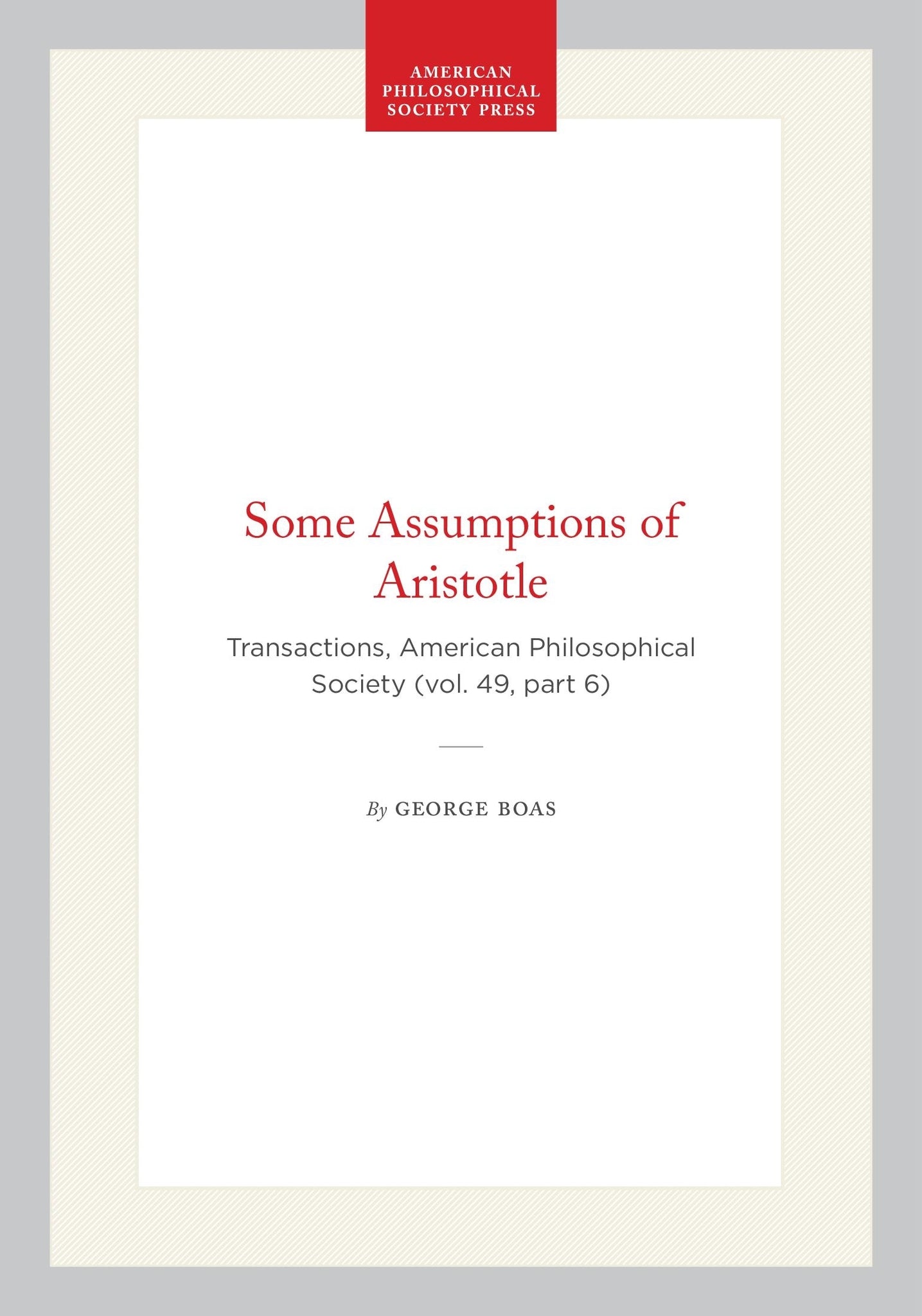 Some Assumptions of Aristotle
