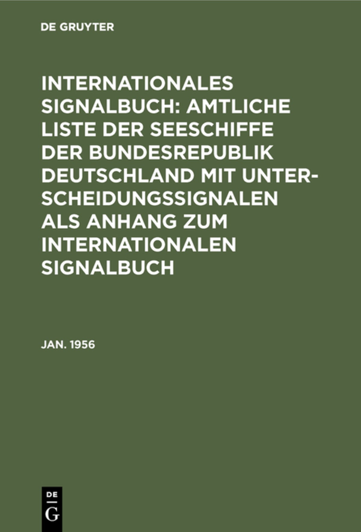 Cover image for Jan. 1956 ISBN 9783111080765
