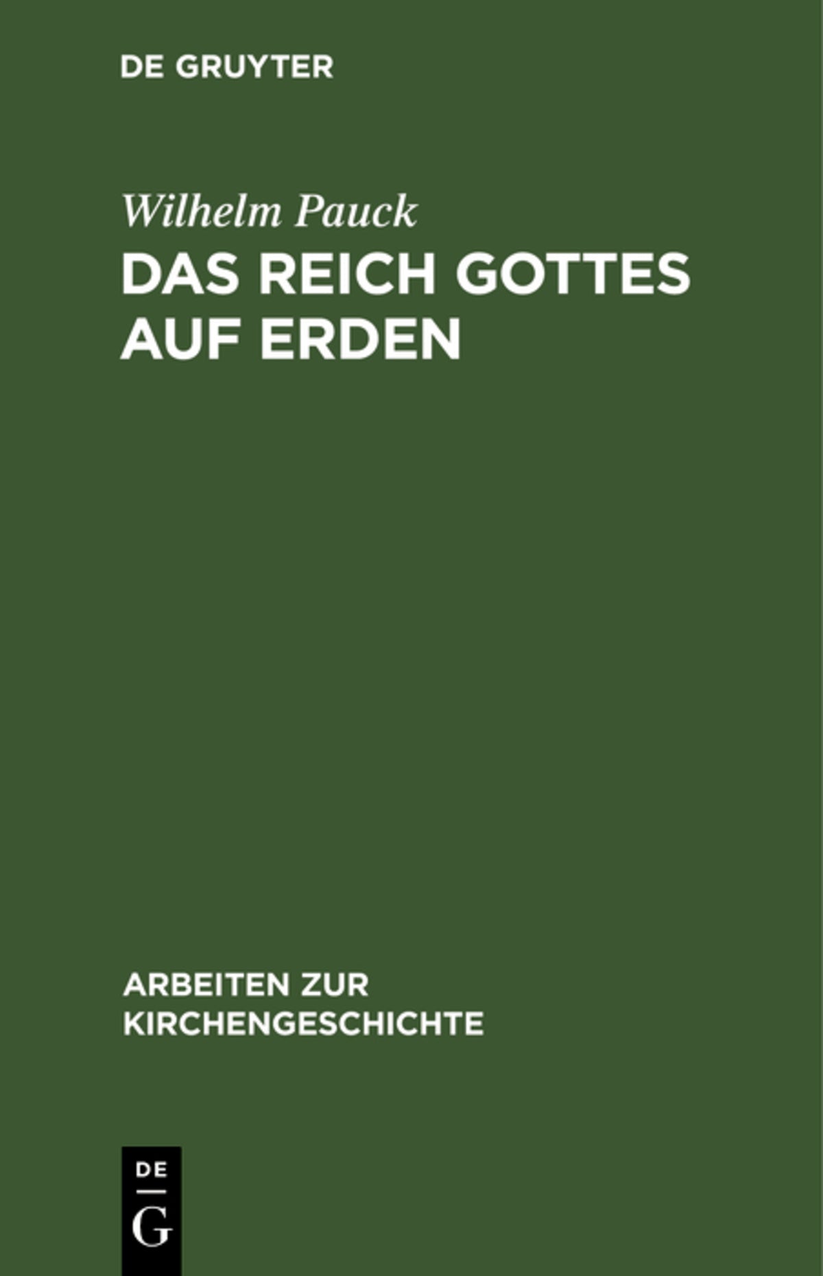 Cover image for Das Reich Gottes auf Erden ISBN 9783110981605