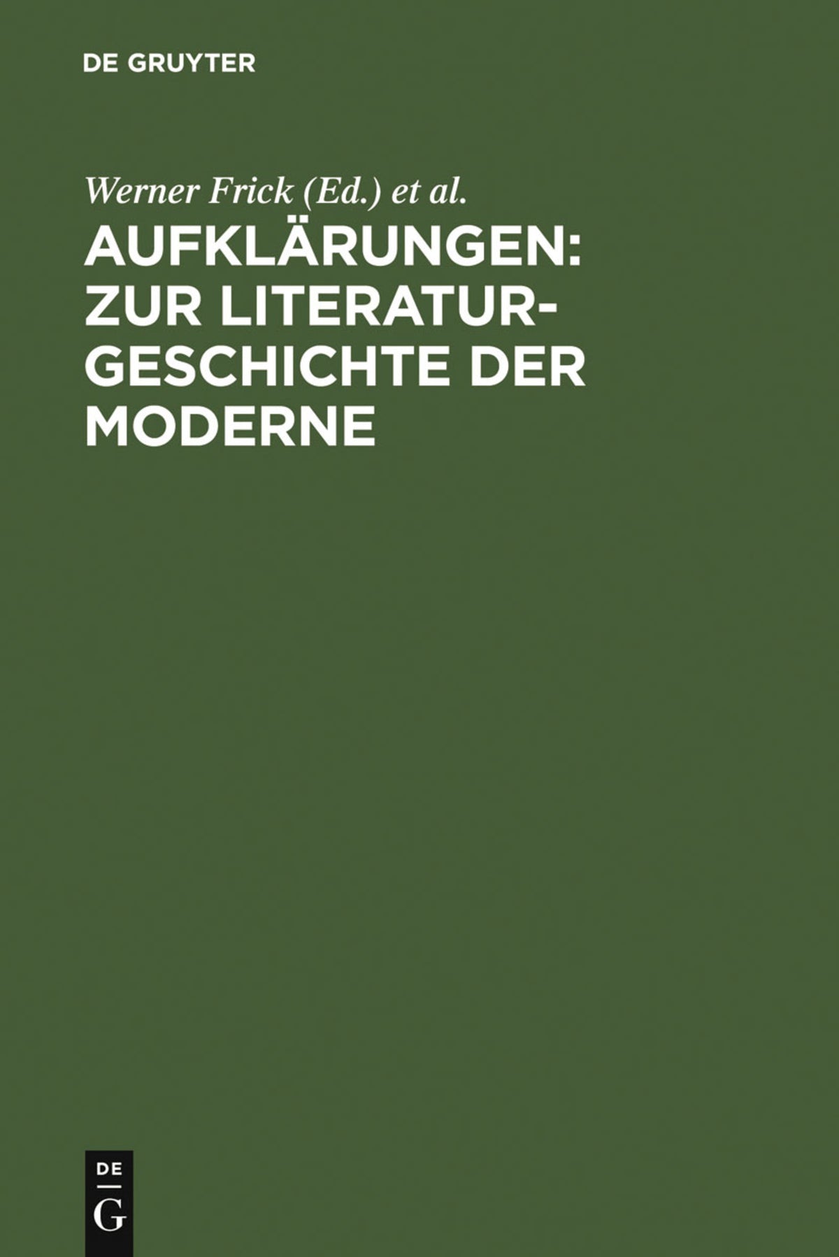 Cover image for Aufklärungen: Zur Literaturgeschichte der Moderne ISBN 9783484108554