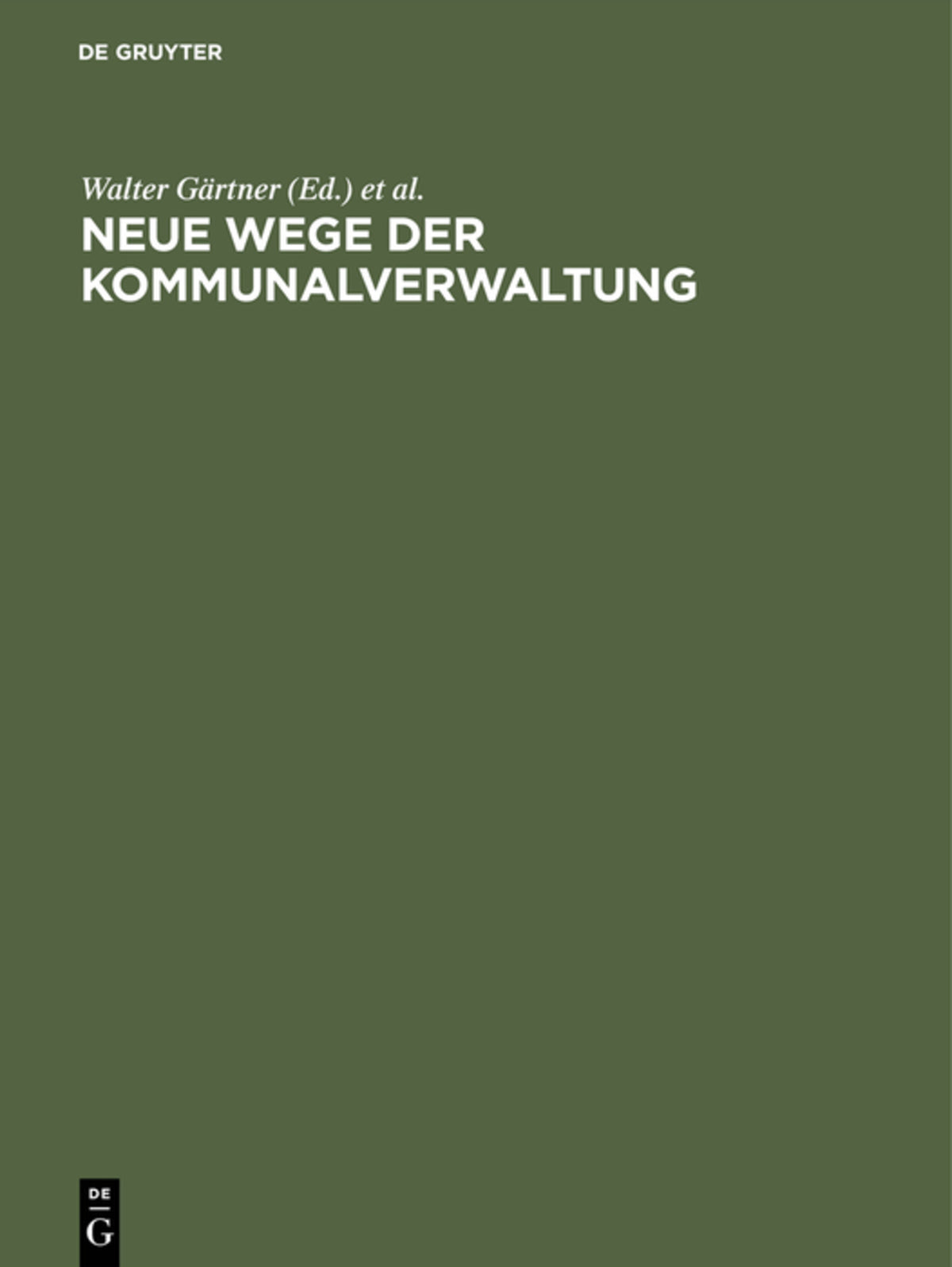 Cover image for Neue Wege der Kommunalverwaltung ISBN 9783111153261
