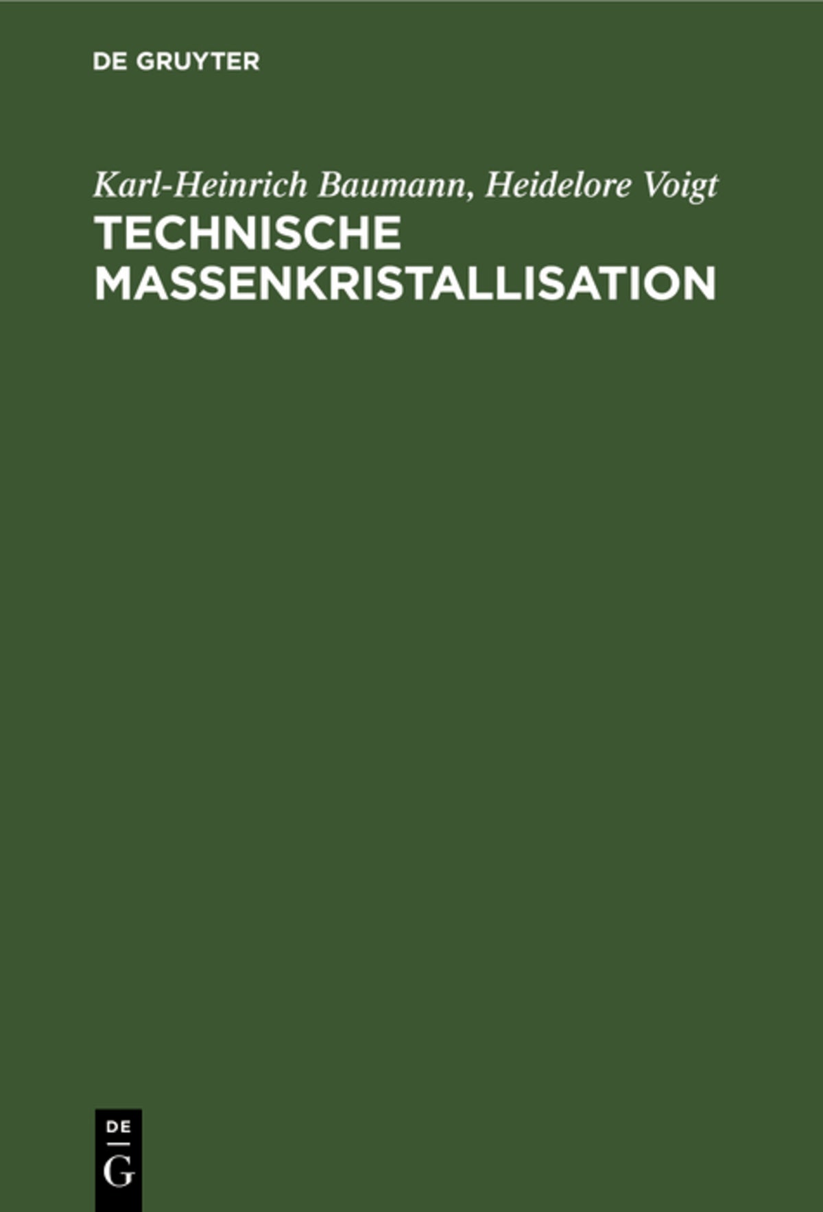 Cover image for Technische Massenkristallisation ISBN 9783112592151