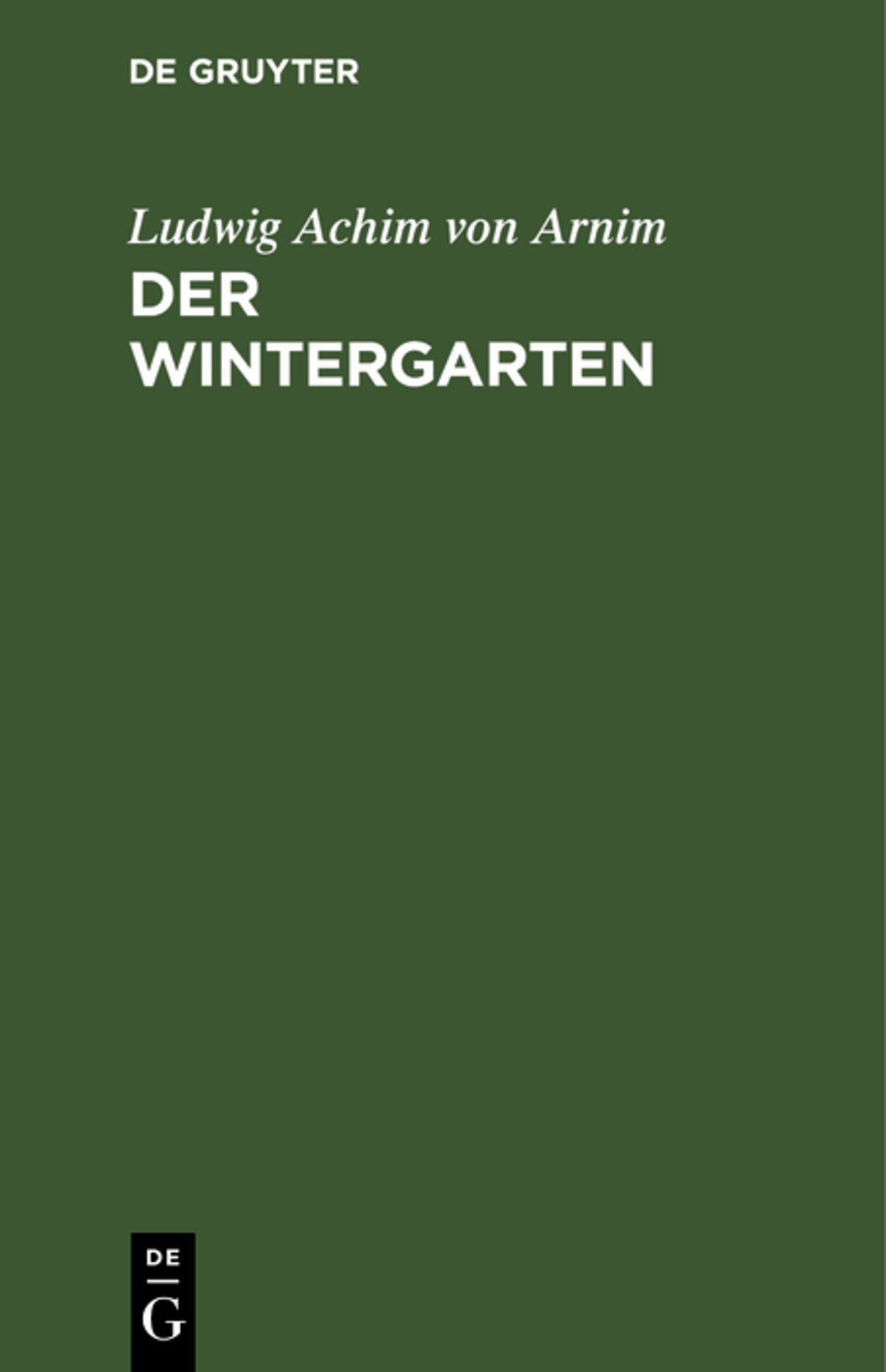 Cover image for Der Wintergarten ISBN 9783111321714