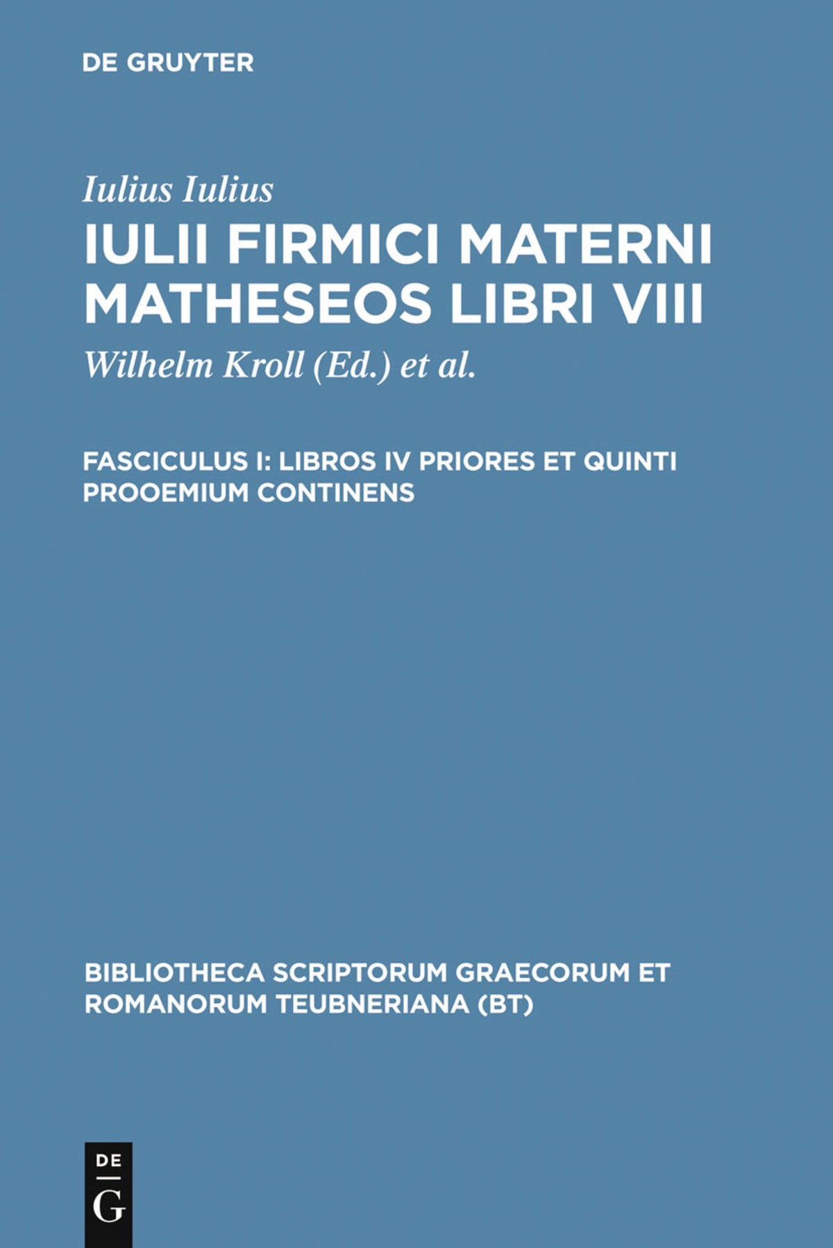 Cover image for Libros IV priores et quinti prooemium continens ISBN 9783598713507