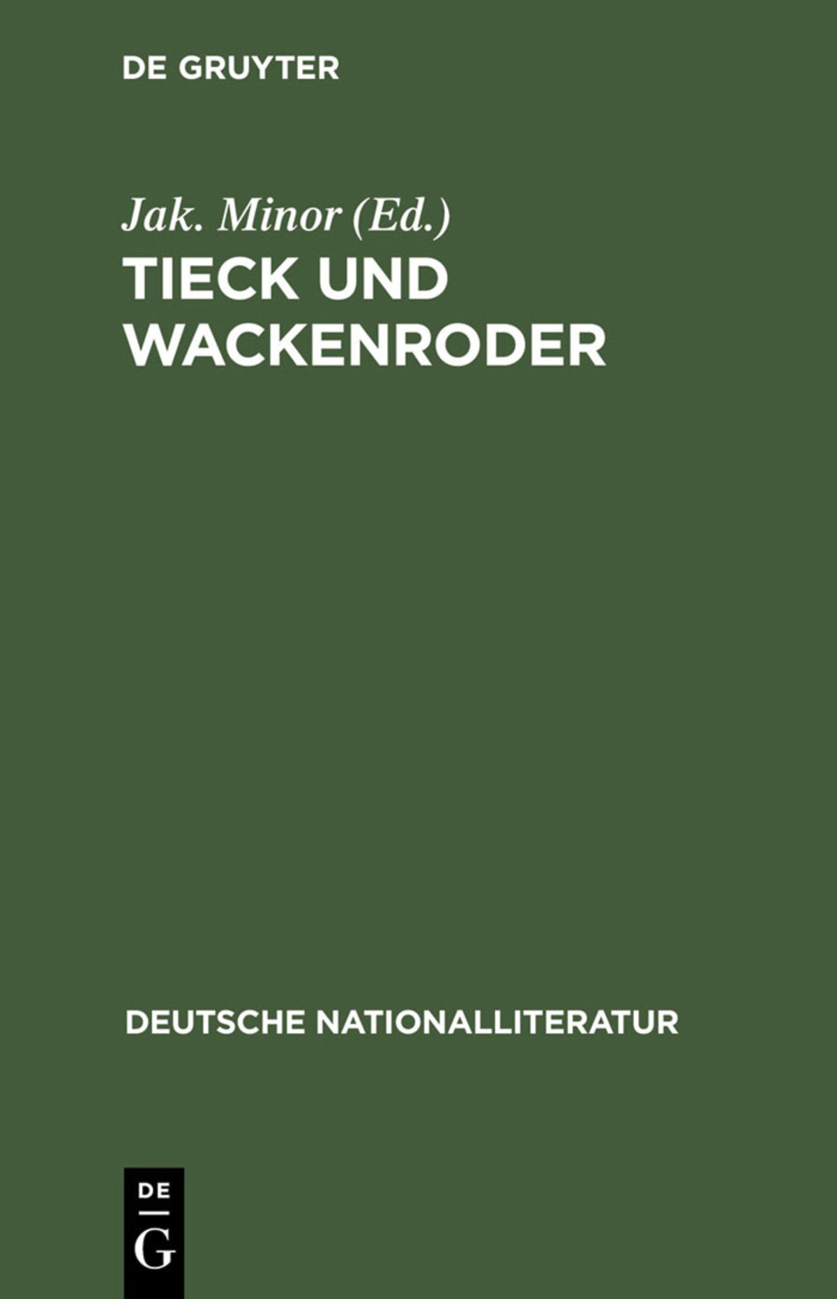 Cover image for Tieck und Wackenroder ISBN 9783111049366