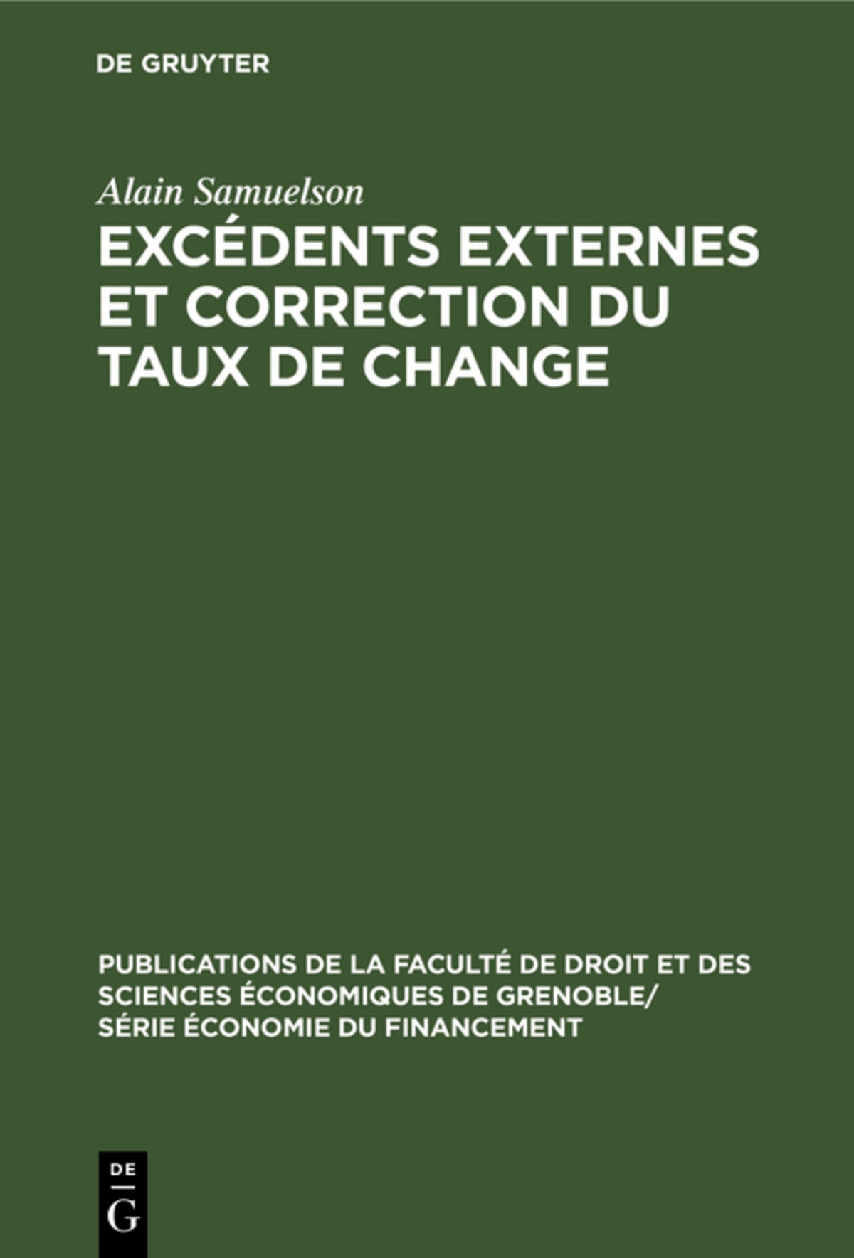 Cover image for Excédents externes et correction du taux de change ISBN 9783111290447