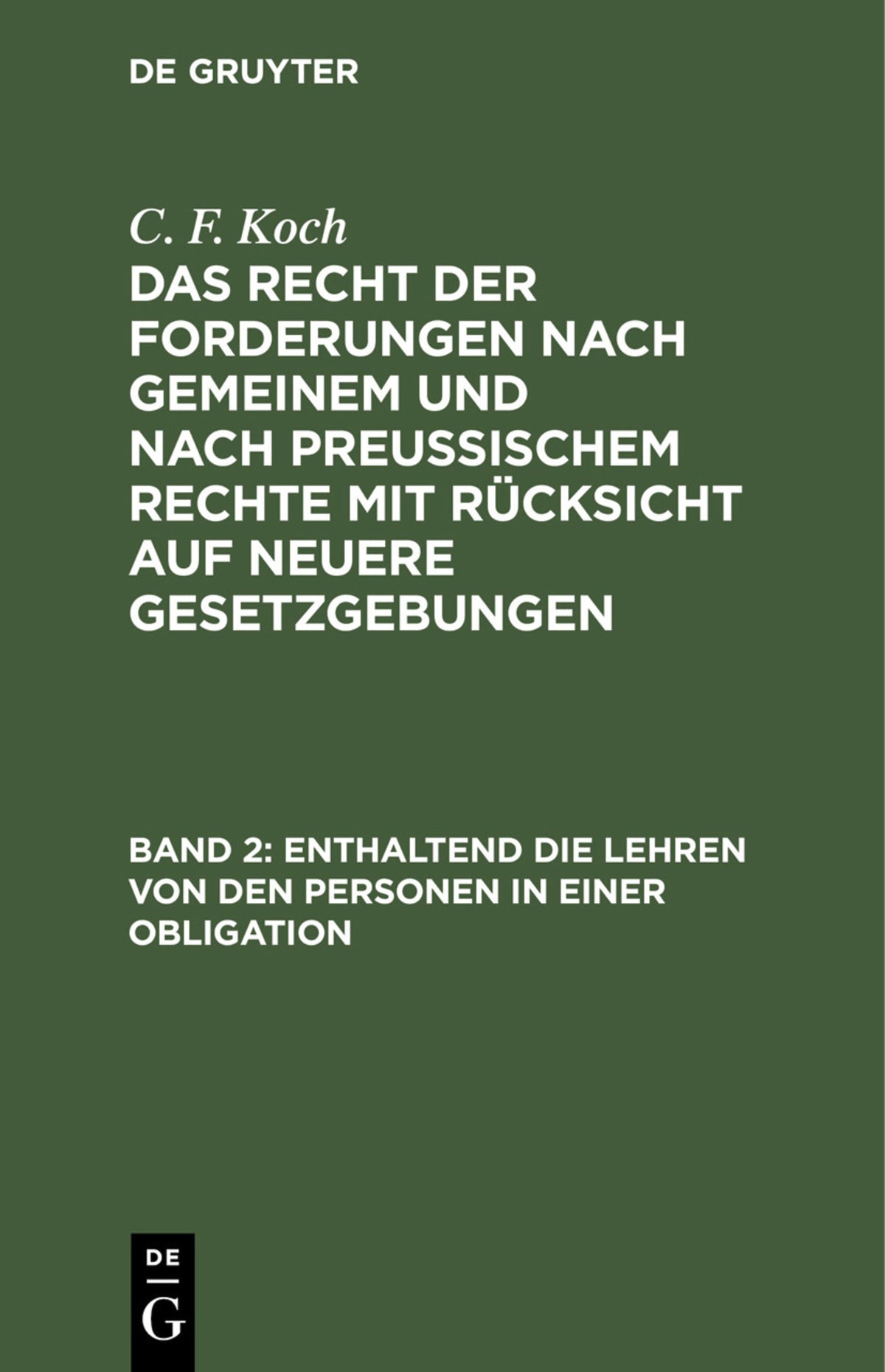 Cover image for Enthaltend die Lehren von den Personen in einer Obligation ISBN 9783112410592