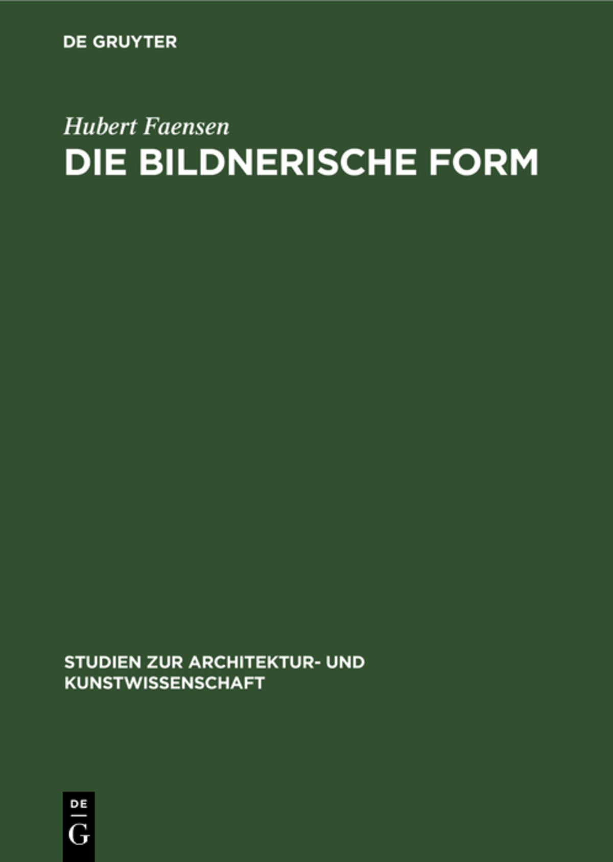 Cover image for Die bildnerische Form ISBN 9783112480335