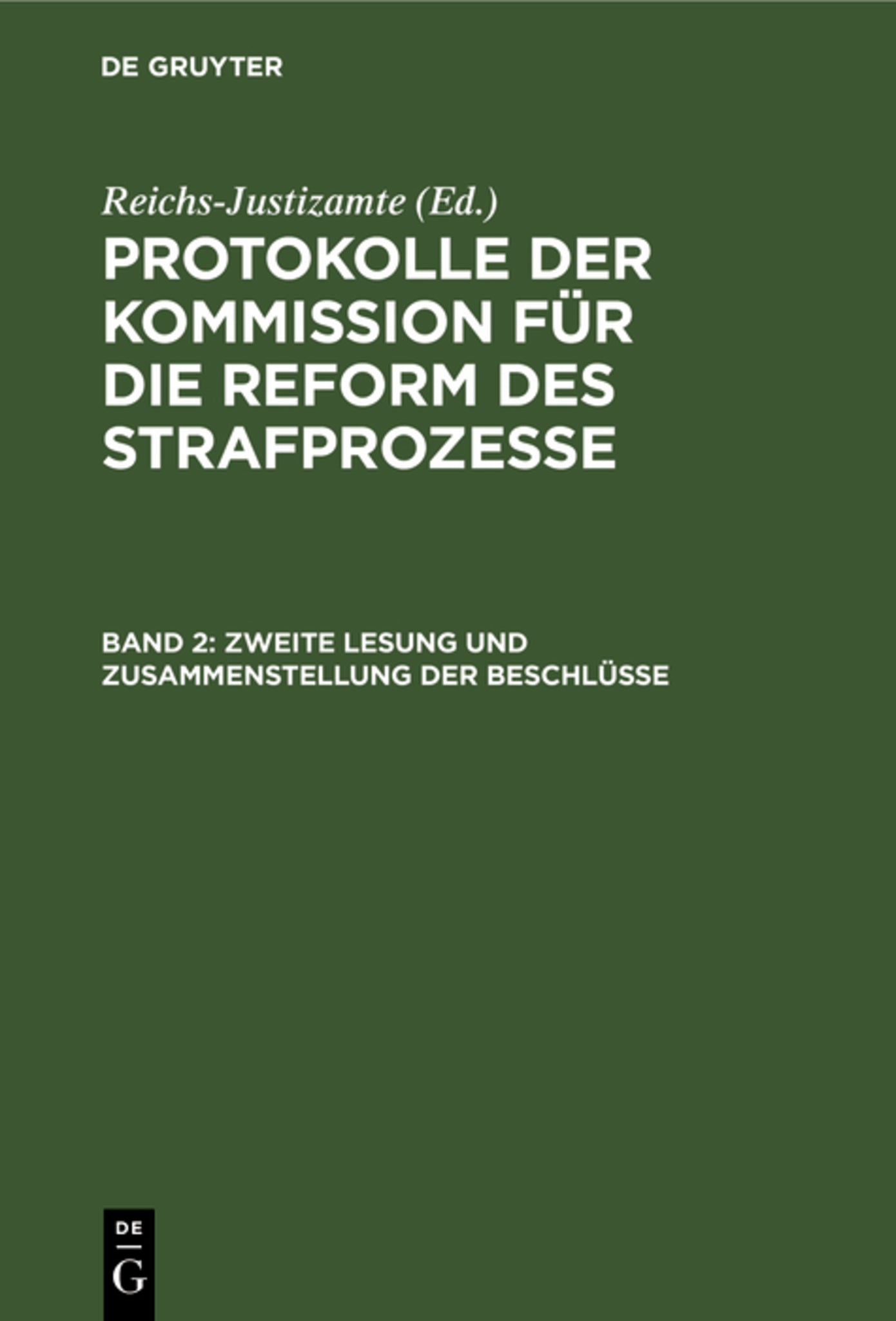 Cover image for Zweite Lesung und Zusammenstellung der Beschlüsse ISBN 9783112376133
