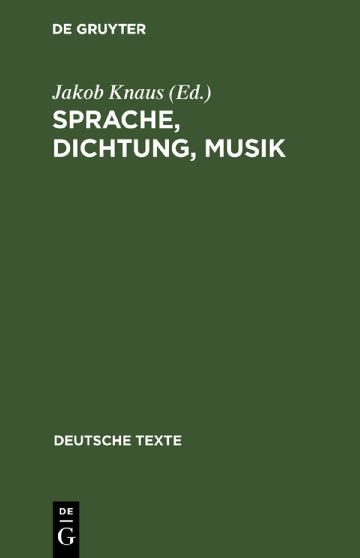 Cover image for Sprache, Dichtung, Musik ISBN 9783484190245