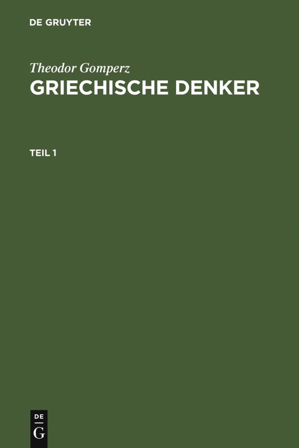 Cover image for Griechische Denker ISBN 9783110024999