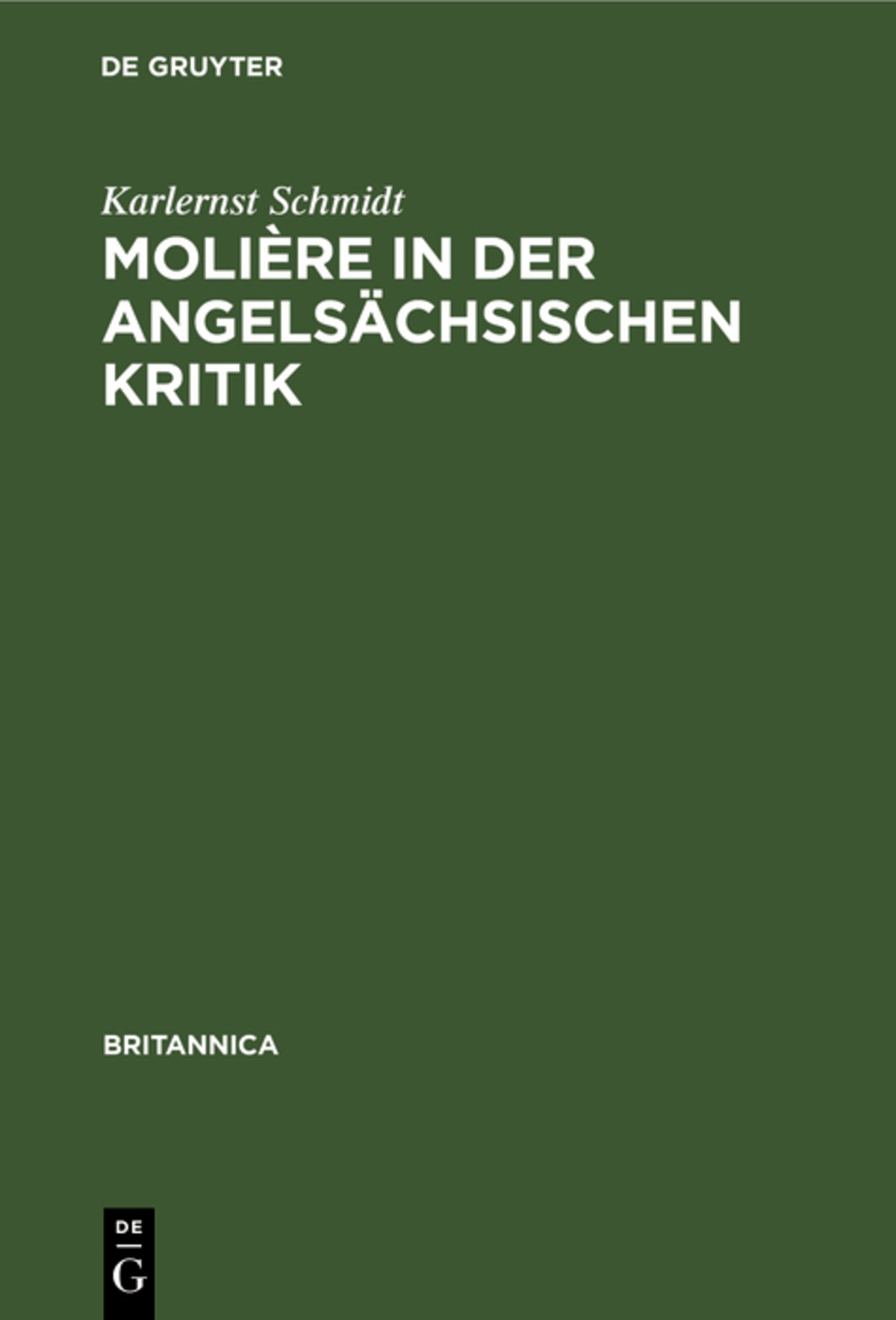 Cover image for Molière in der angelsächsischen Kritik ISBN 9783112340677