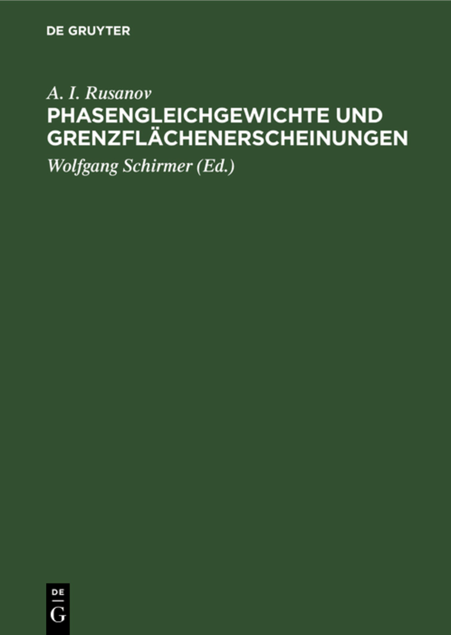 Phasengleichgewichte und Grenzflächenerscheinungen
