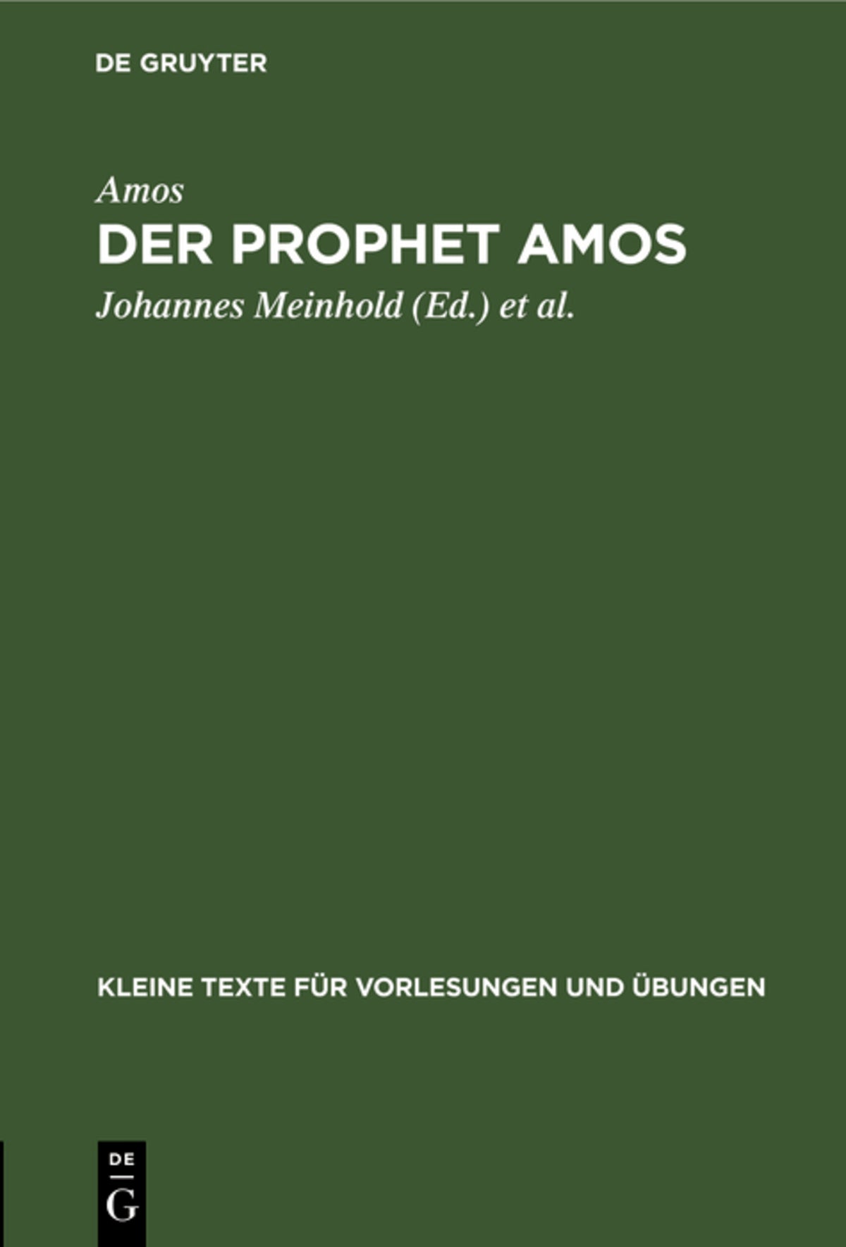 Cover image for Der Prophet Amos ISBN 9783110997095