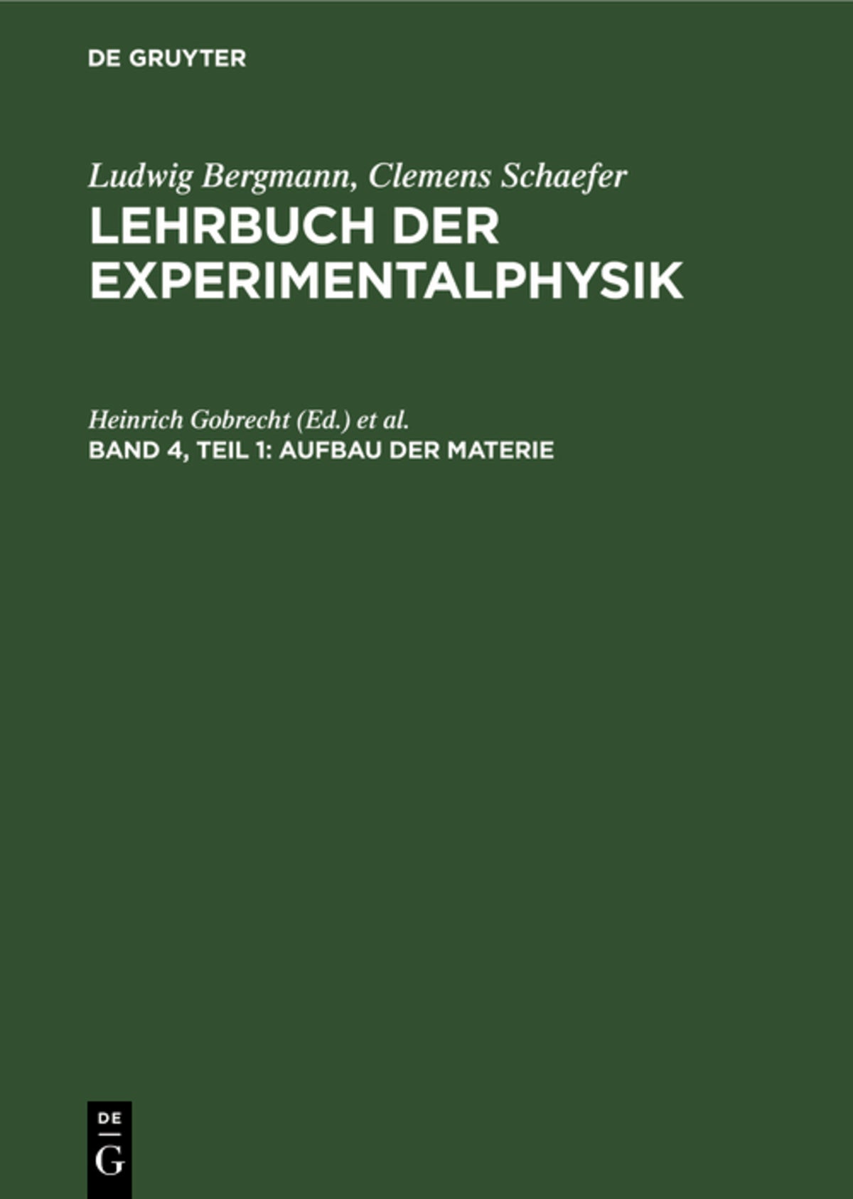 Cover image for Aufbau der Materie ISBN 9783110080742