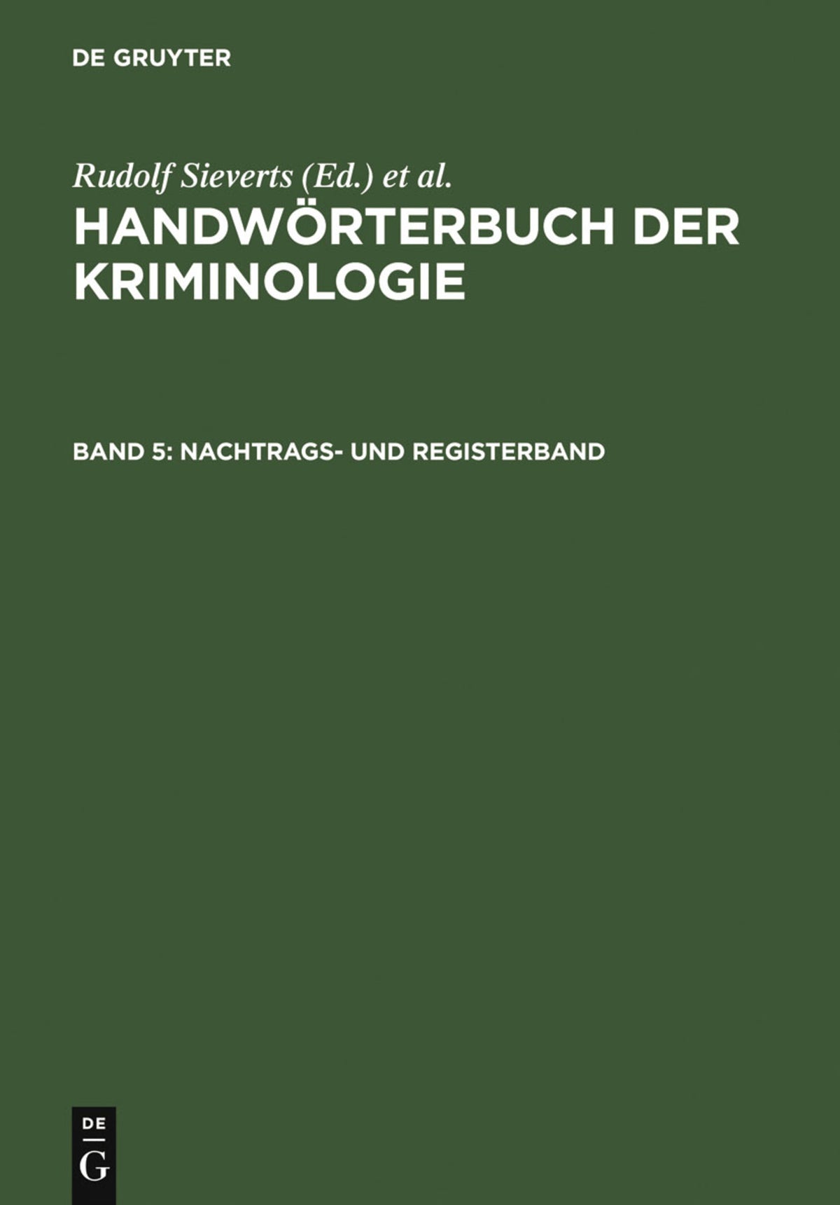 Cover image for Nachtrags- und Registerband ISBN 9783110161717