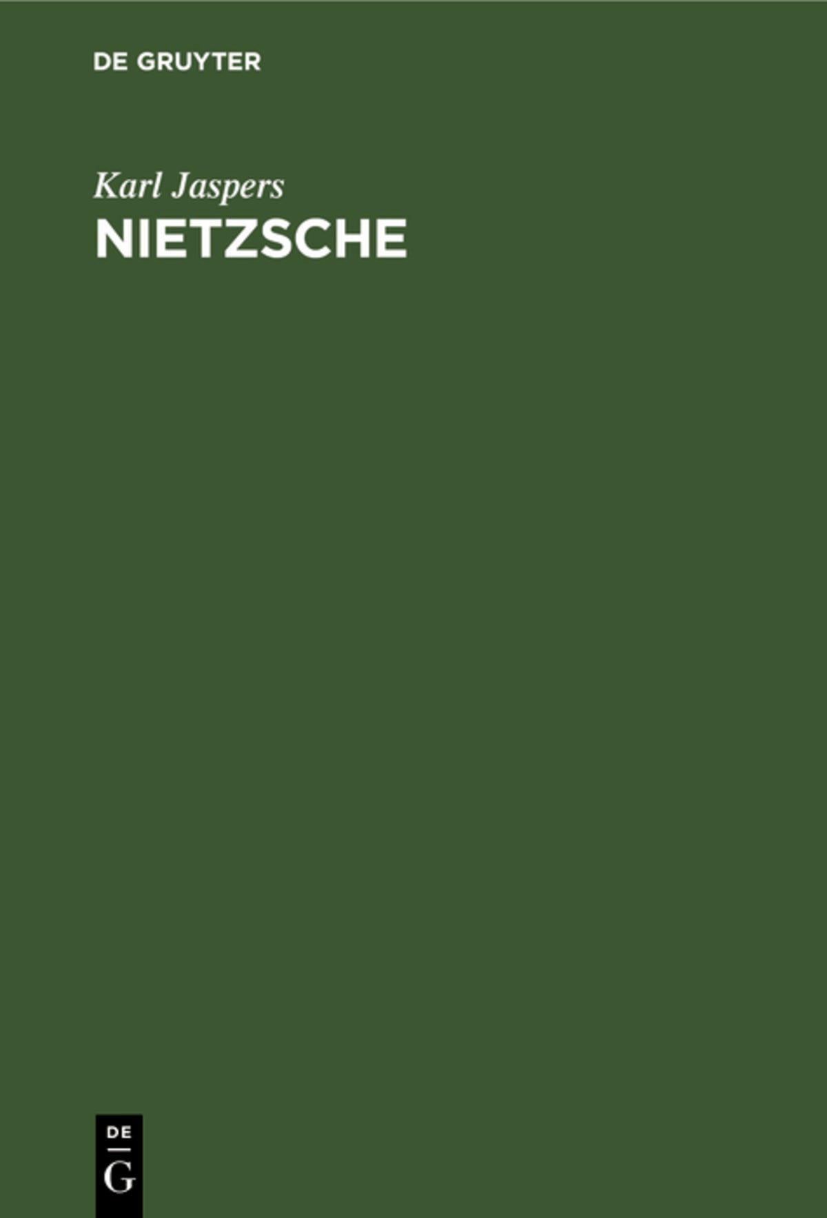 Cover image for Nietzsche ISBN 9783111127293