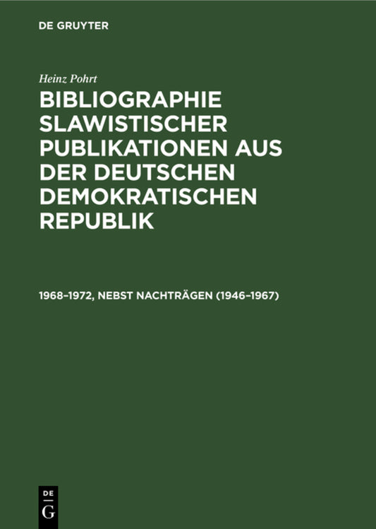 1968–1972, nebst Nachträgen (1946–1967)