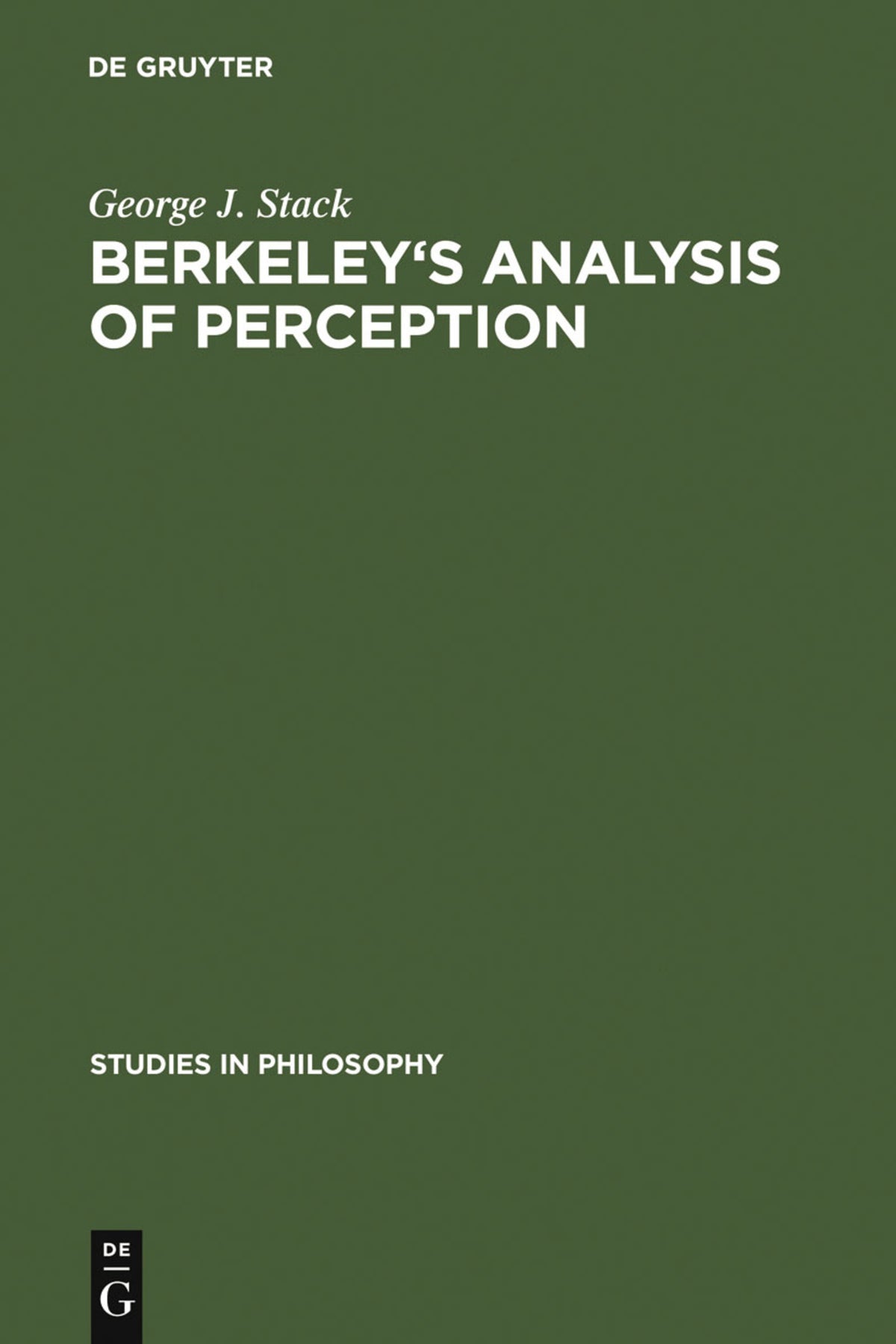 Cover image for Berkeley's analysis of perception ISBN 9783111033440