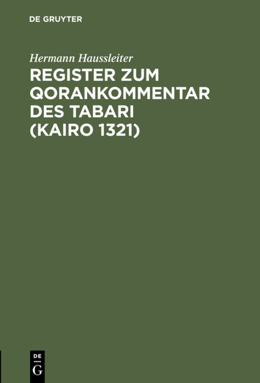 Register zum Qorankommentar des Tabari (Kairo 1321)