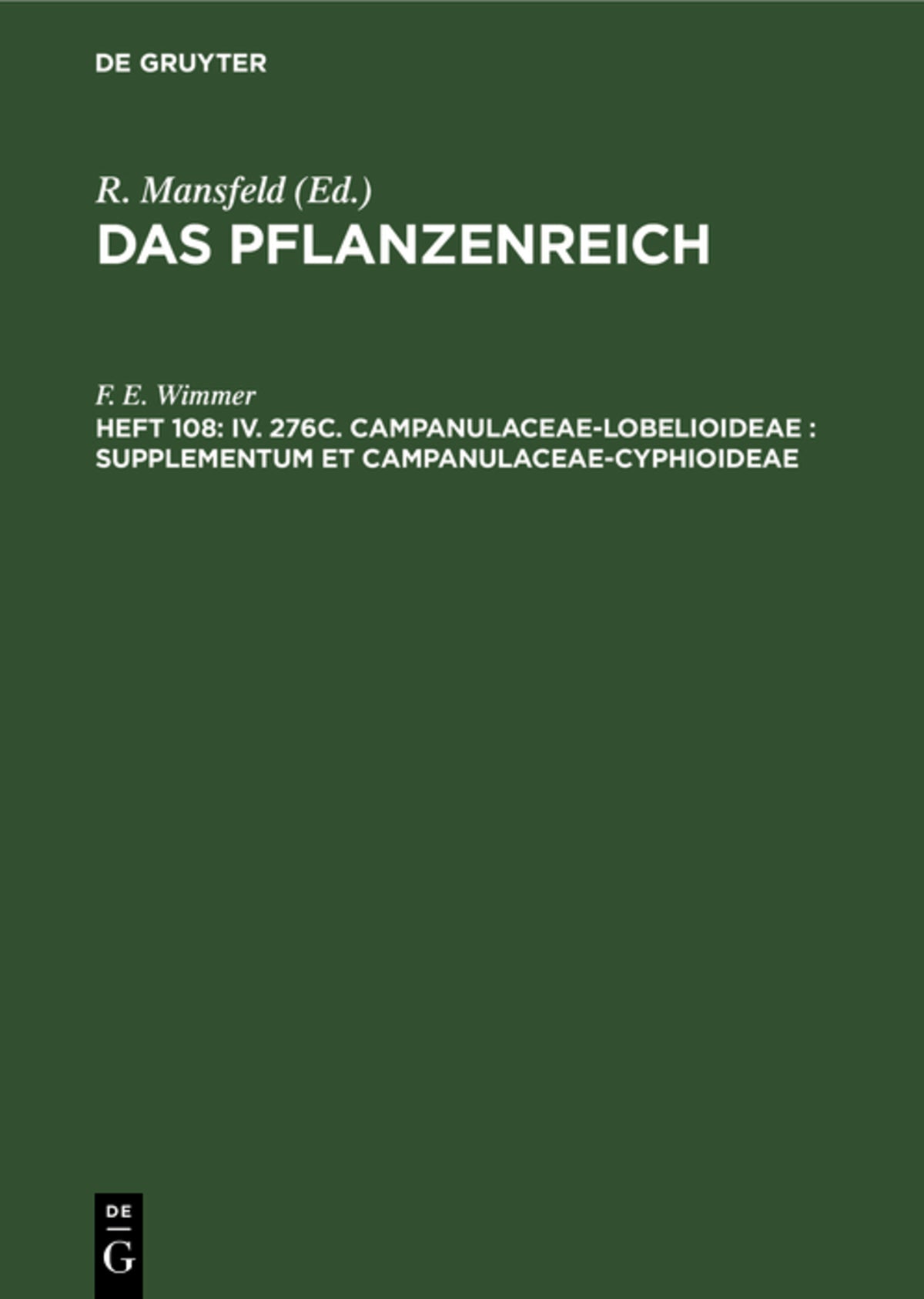 IV. 276c. Campanulaceae-Lobelioideae : Supplementum et Campanulaceae-Cyphioideae