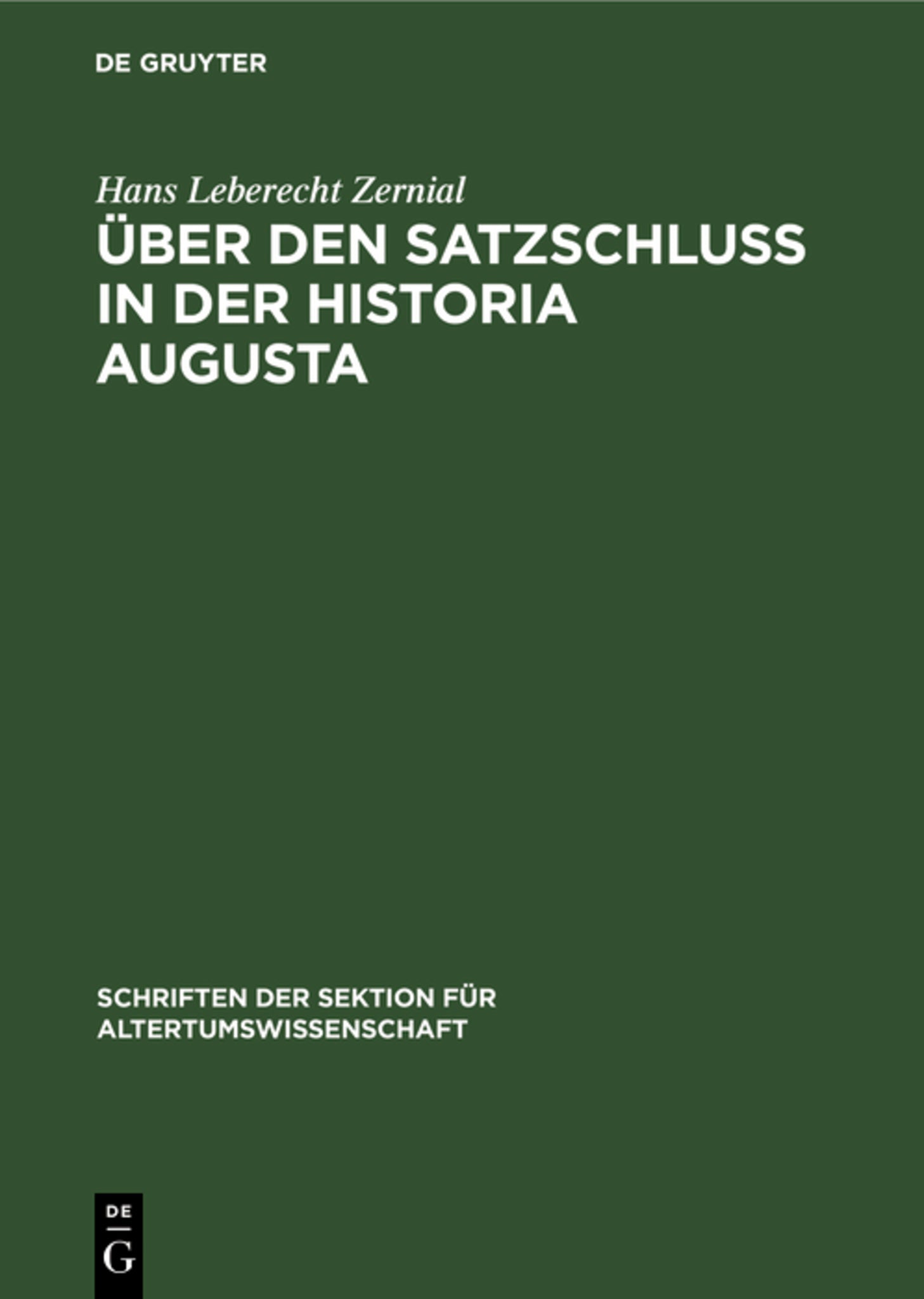 Über den Satzschluss in der Historia Augusta