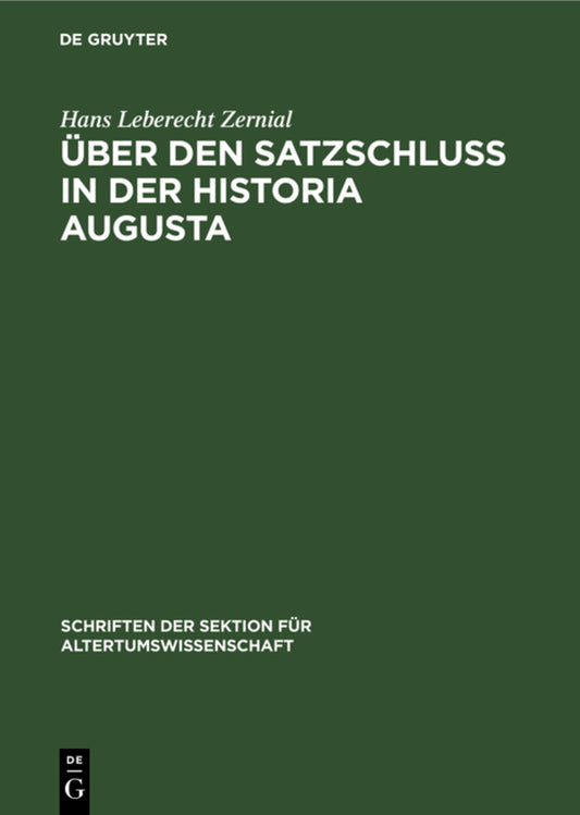 Über den Satzschluss in der Historia Augusta