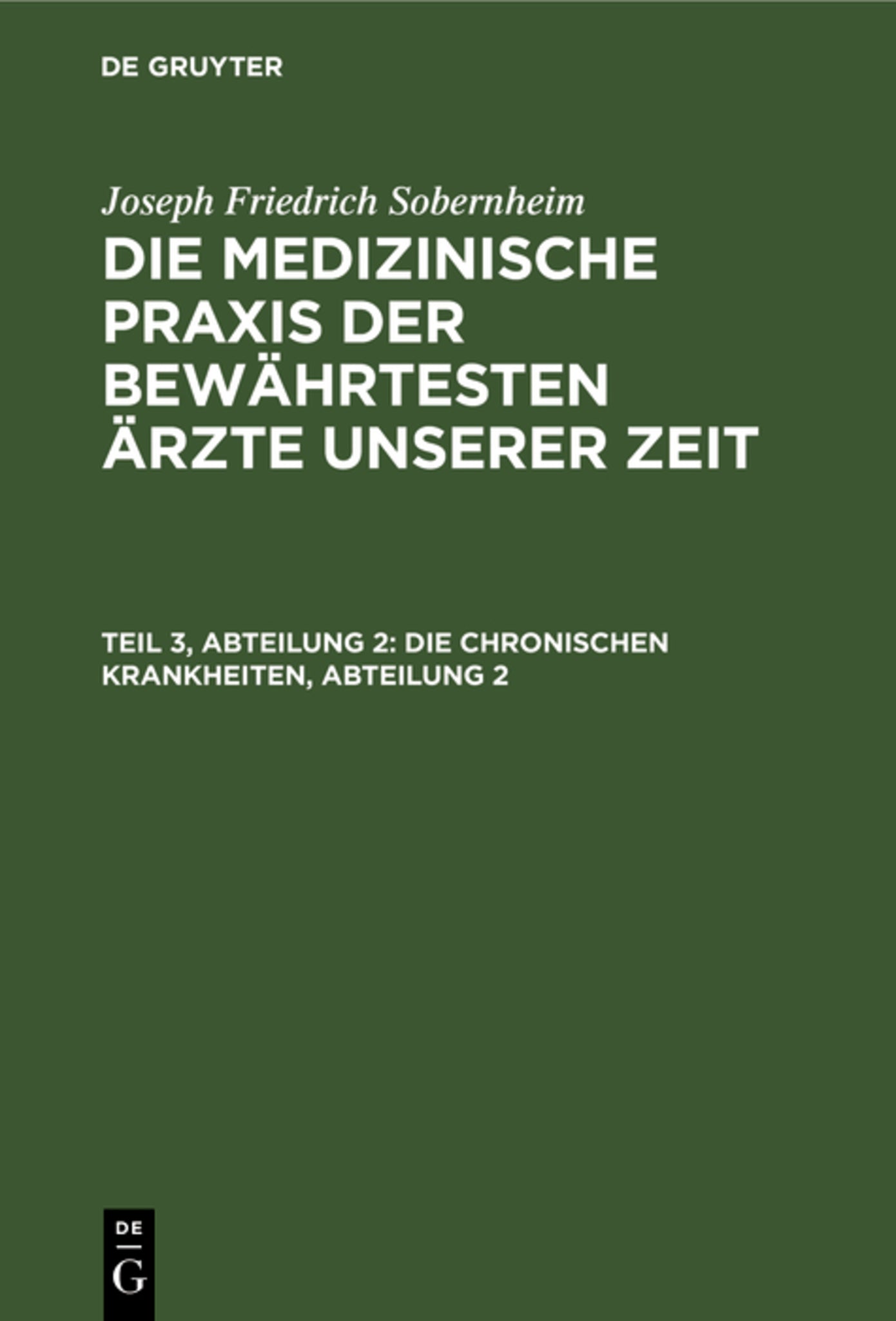 Die chronischen Krankheiten, Abteilung 2