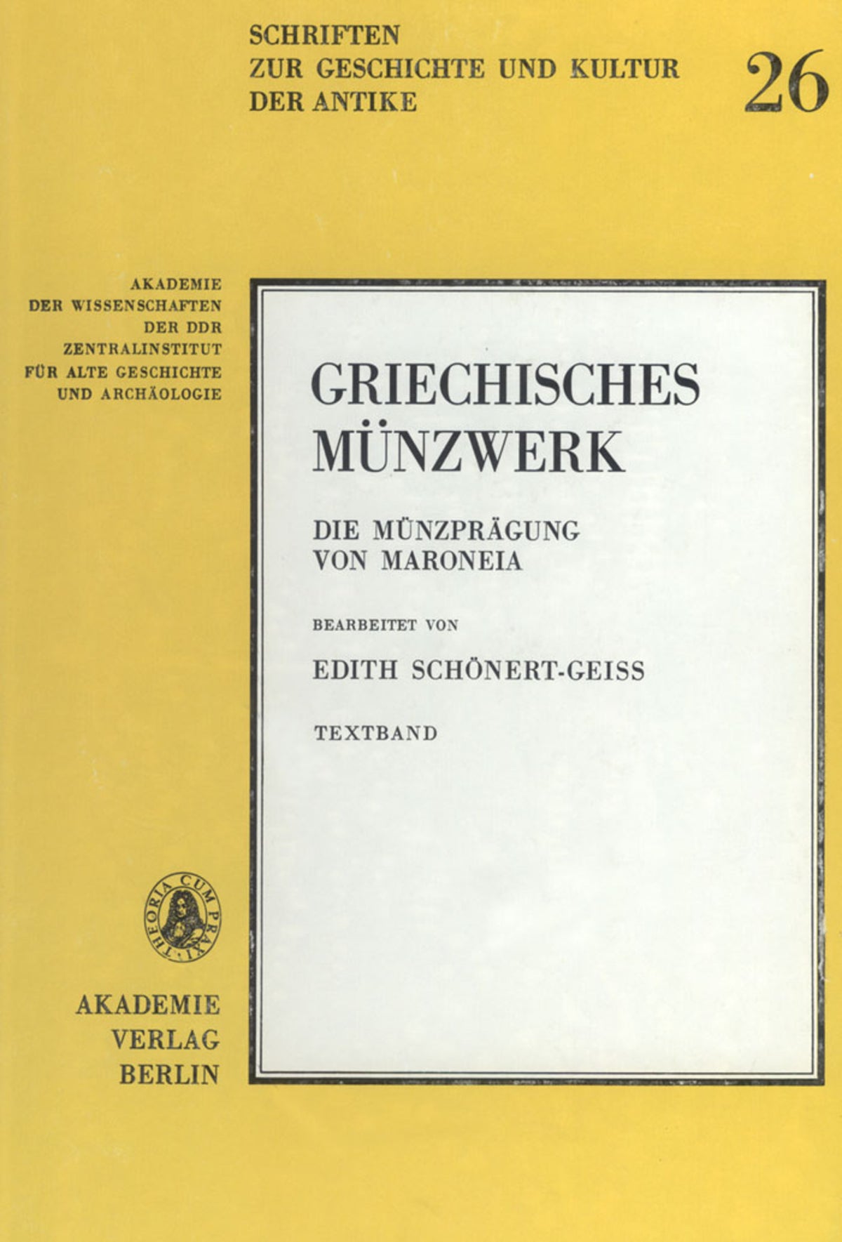 Cover image for Die Münzprägung von Maroneia ISBN 9783050002262