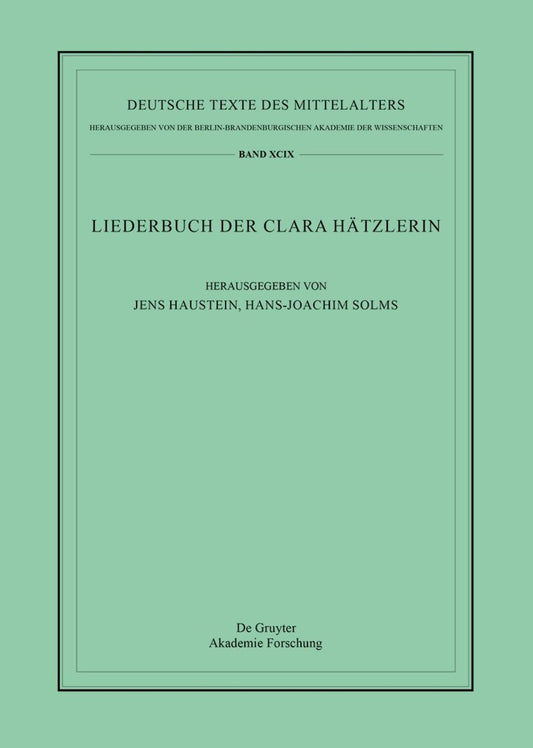 Das Liederbuch der Clara Hätzlerin
