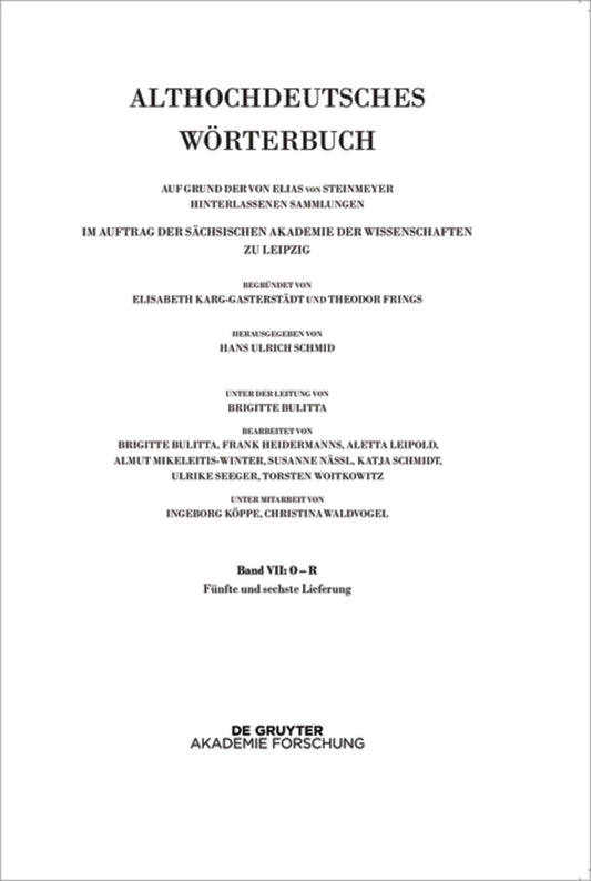 Band VII: O – R. 5. und 6. Lieferung (platlus bis int-quedan)