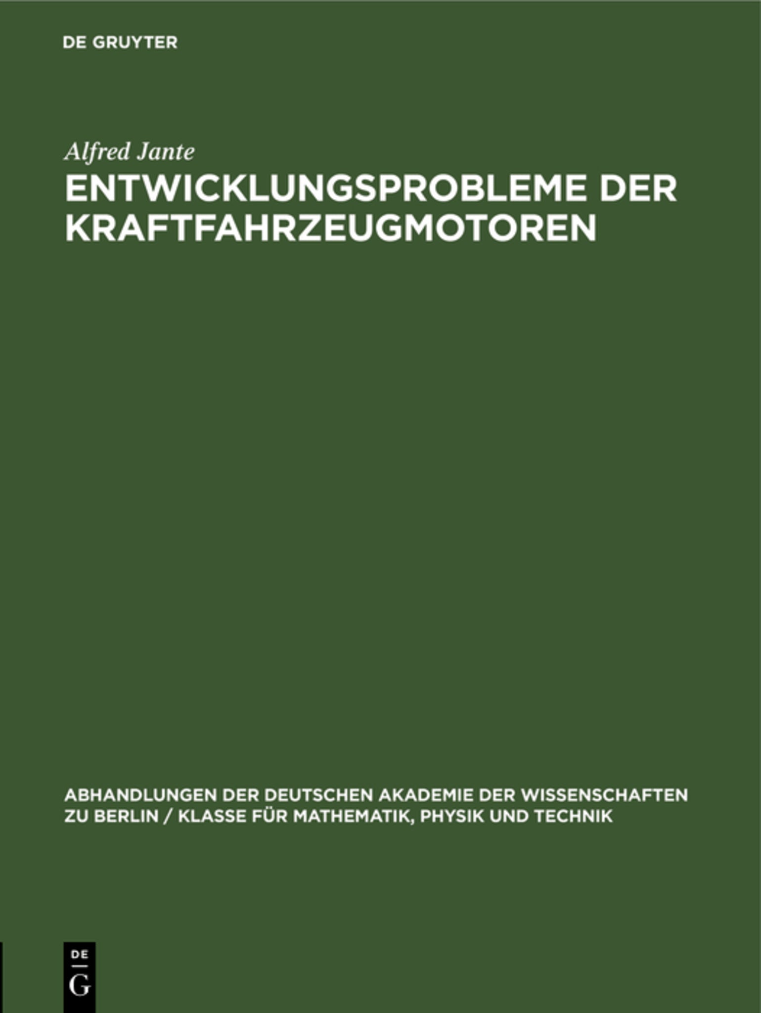 Entwicklungsprobleme der Kraftfahrzeugmotoren