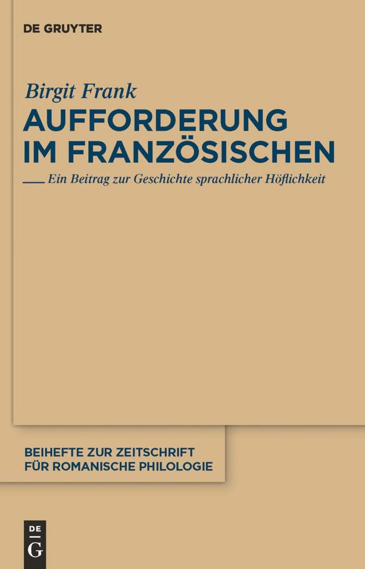Cover image for Aufforderung im Französischen ISBN 9783110235579