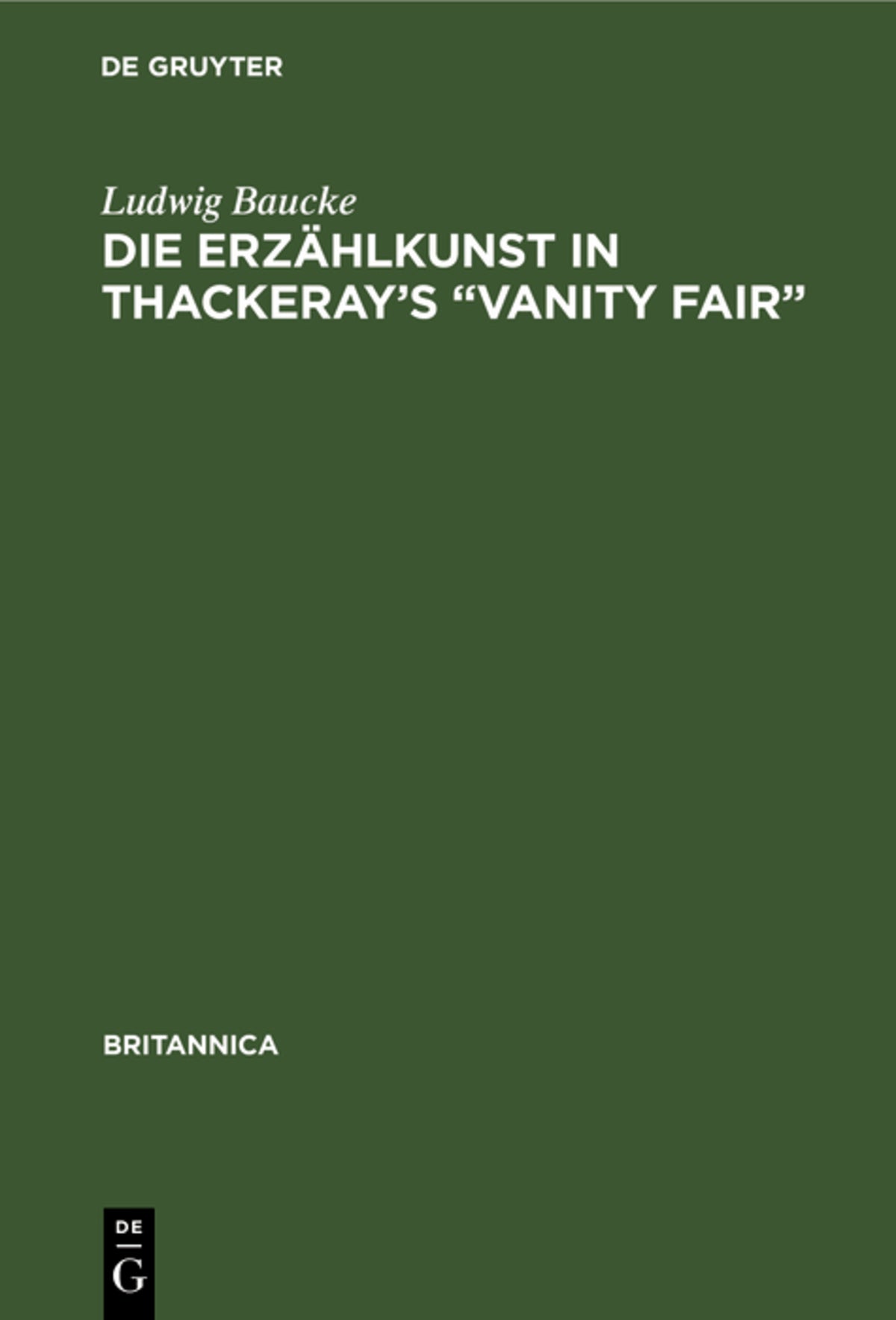 Die Erzählkunst in Thackeray’s “Vanity Fair”