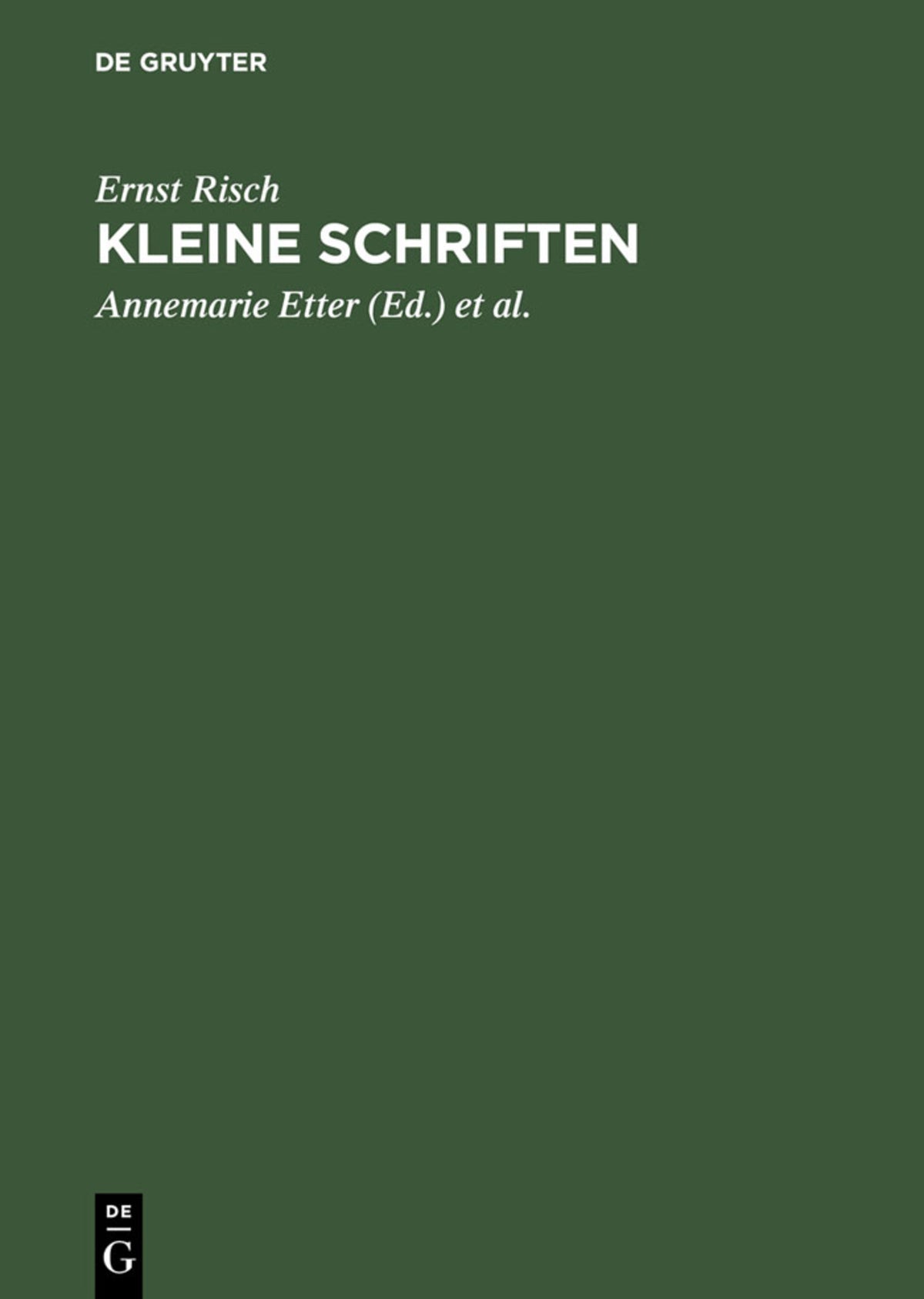 Cover image for Kleine Schriften ISBN 9783110084108