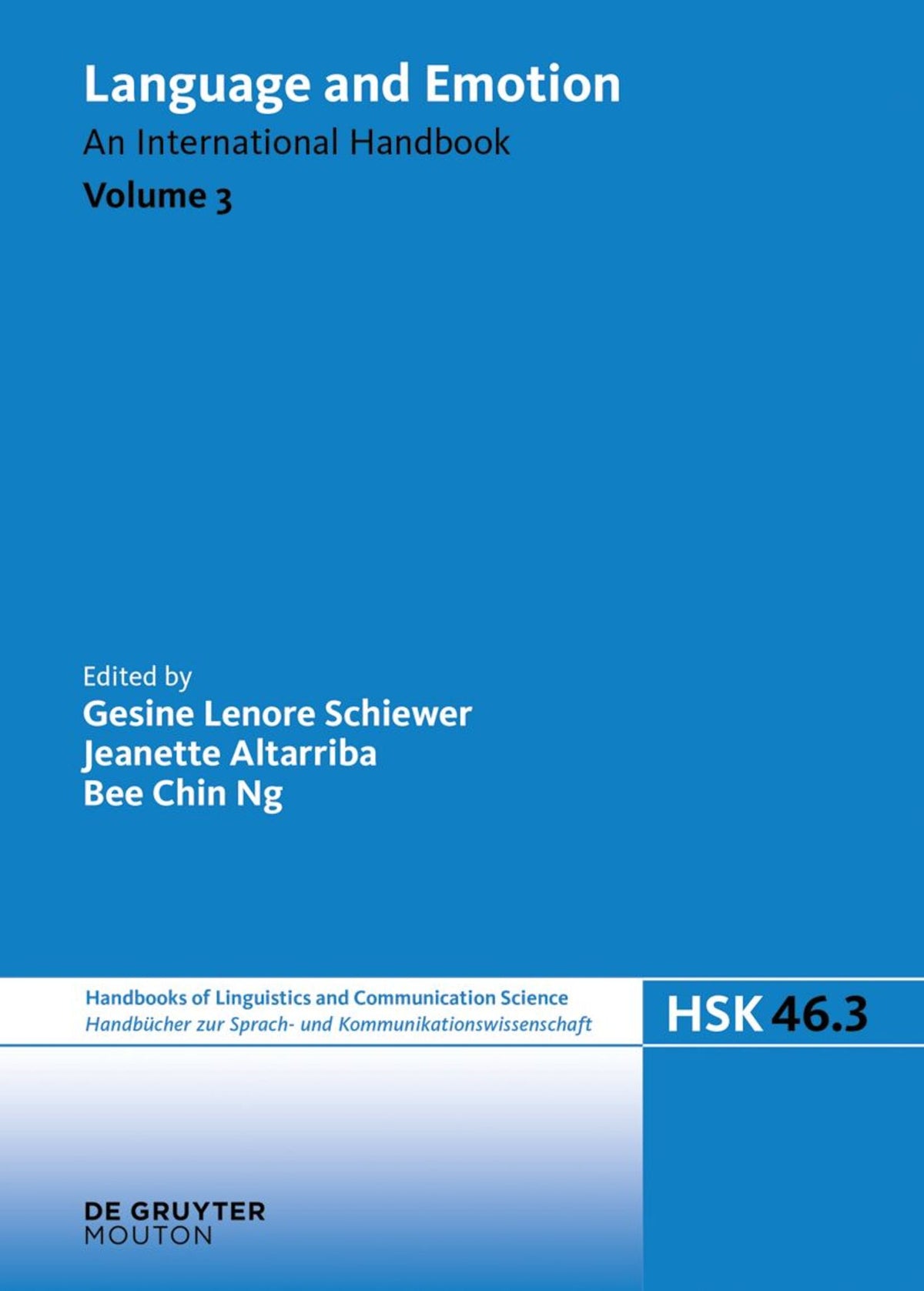 Cover image for Language and Emotion. Volume 3 ISBN 9783110795417
