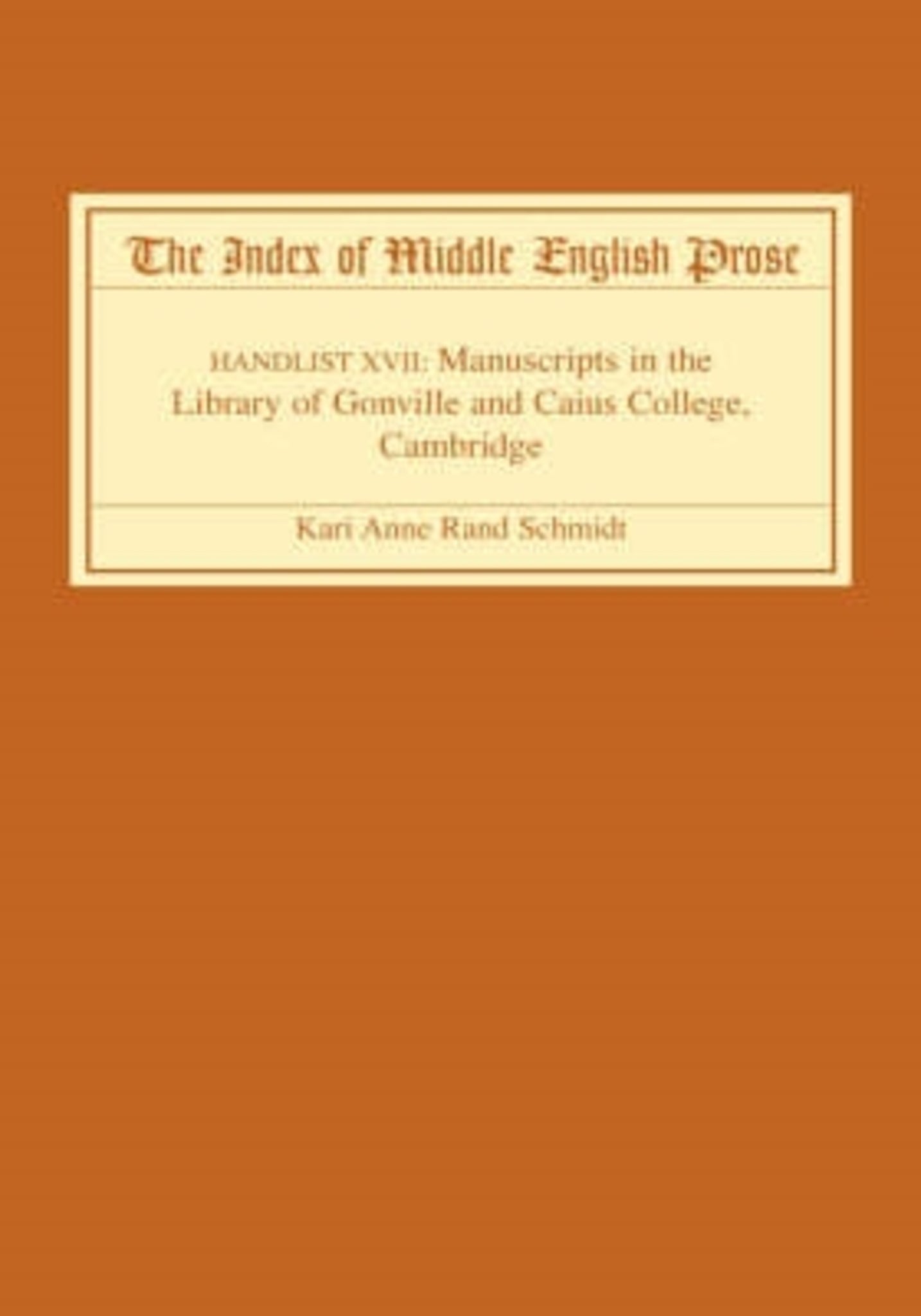 The Index of Middle English Prose