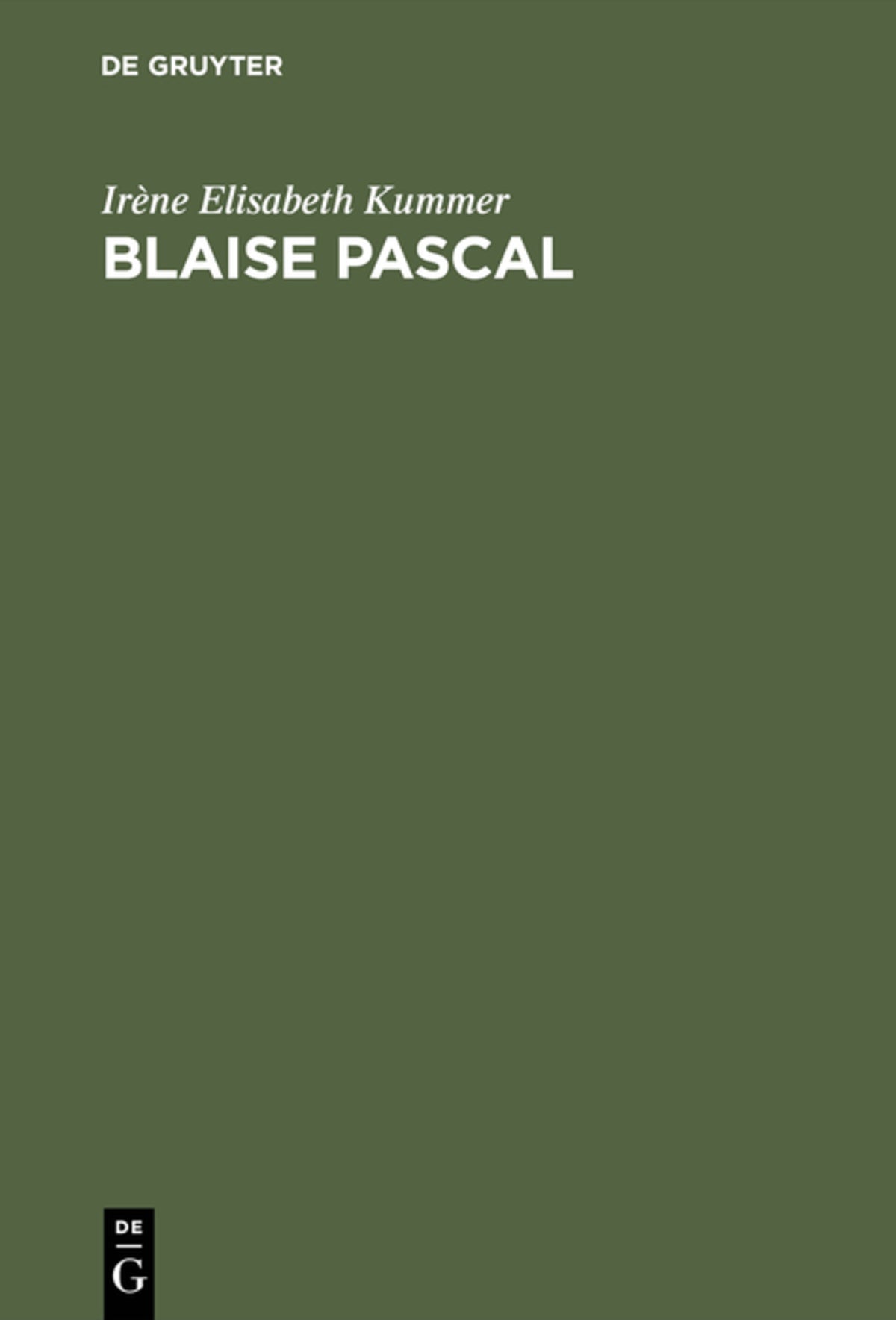Cover image for Blaise Pascal ISBN 9783110072532