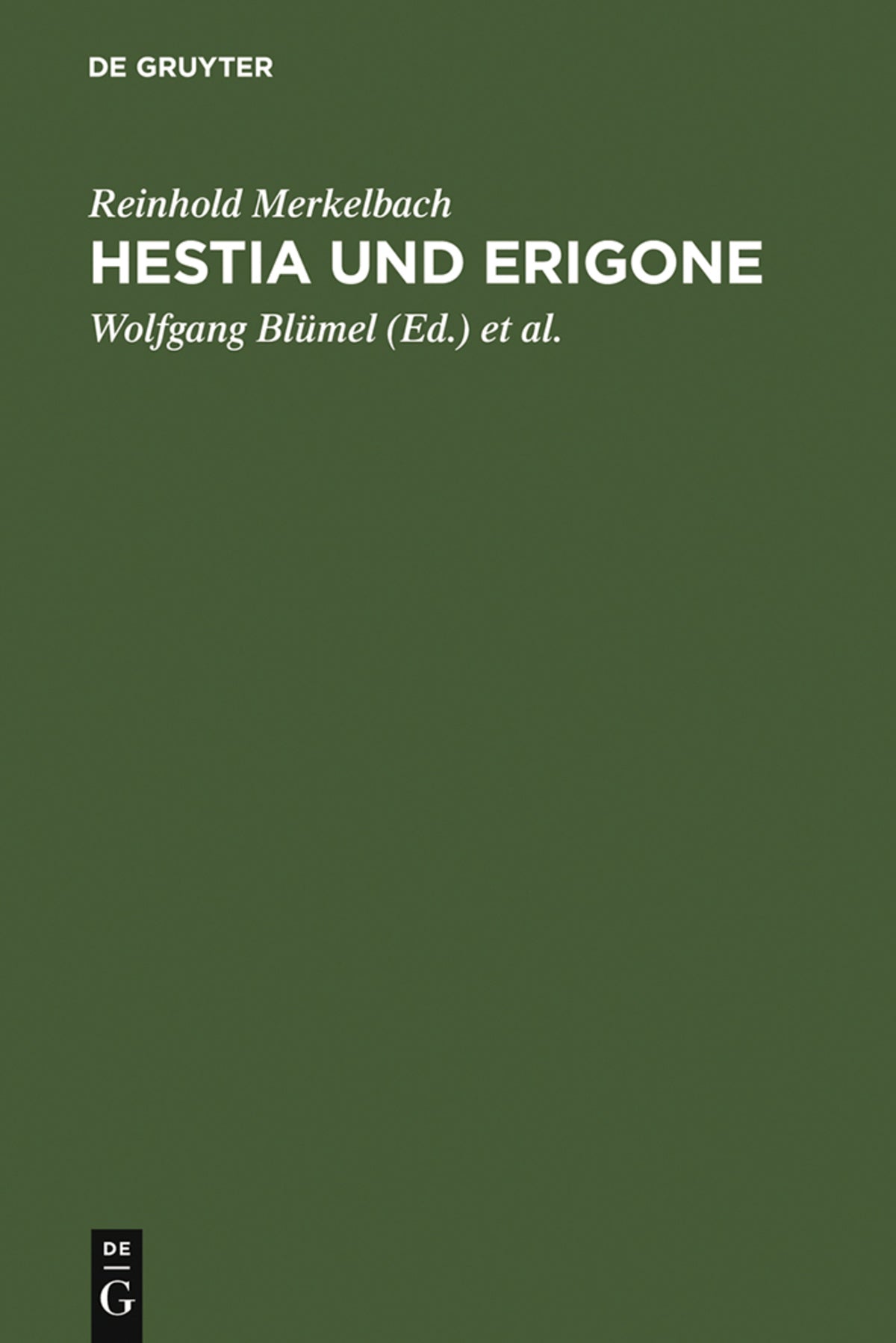 Cover image for Hestia und Erigone ISBN 9783598774386