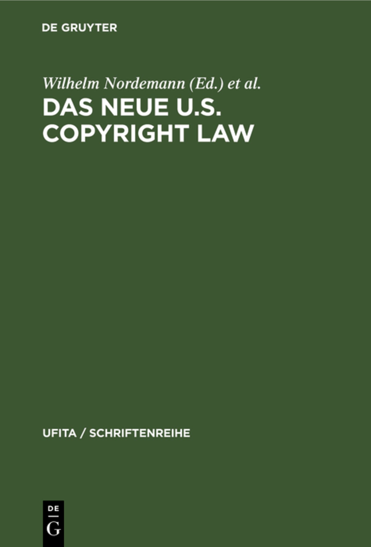 Cover image for Das neue U.S. Copyright Law ISBN 9783112326671