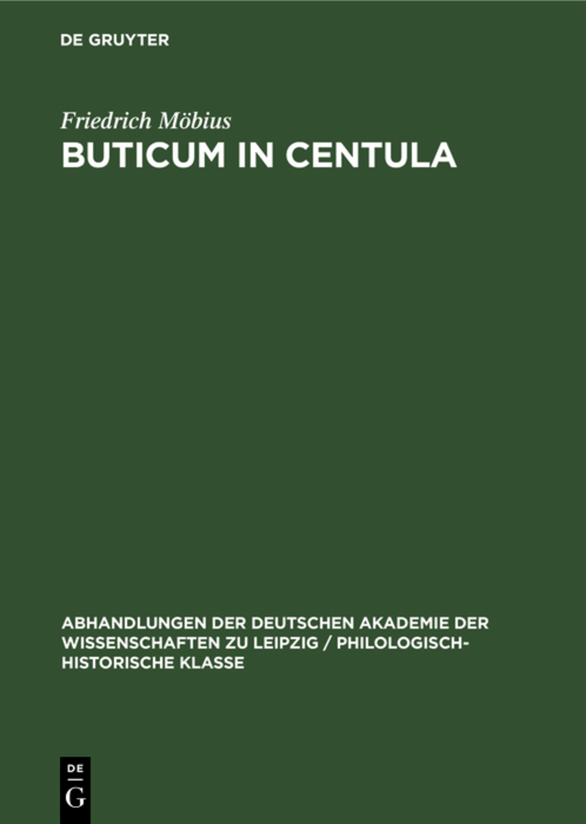 Cover image for Buticum in Centula ISBN 9783112532850