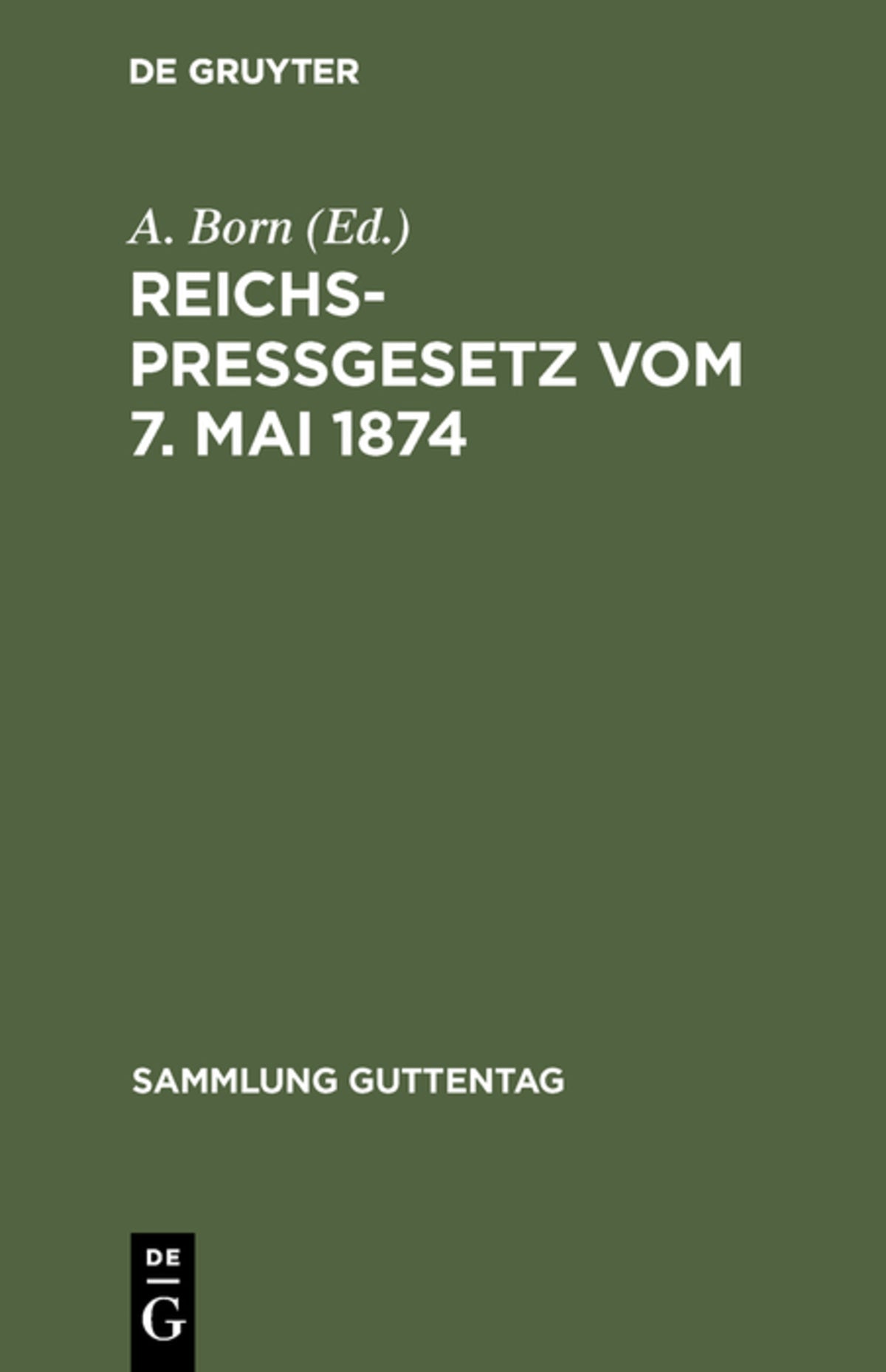 Reichspreßgesetz vom 7. Mai 1874