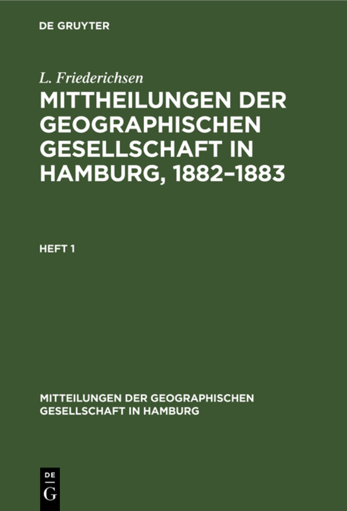 Mittheilungen der Geographischen Gesellschaft in Hamburg, 1882–1883