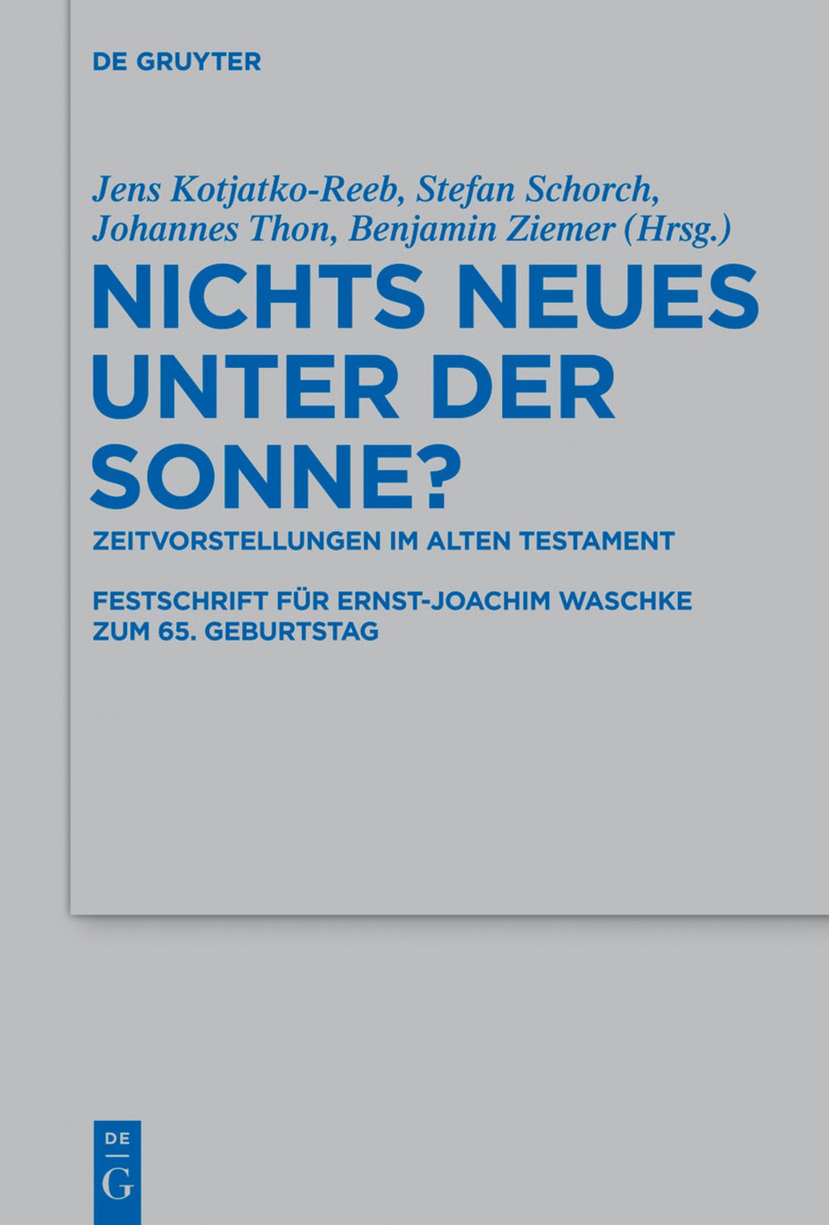 Cover image for Nichts Neues unter der Sonne? ISBN 9783110297850