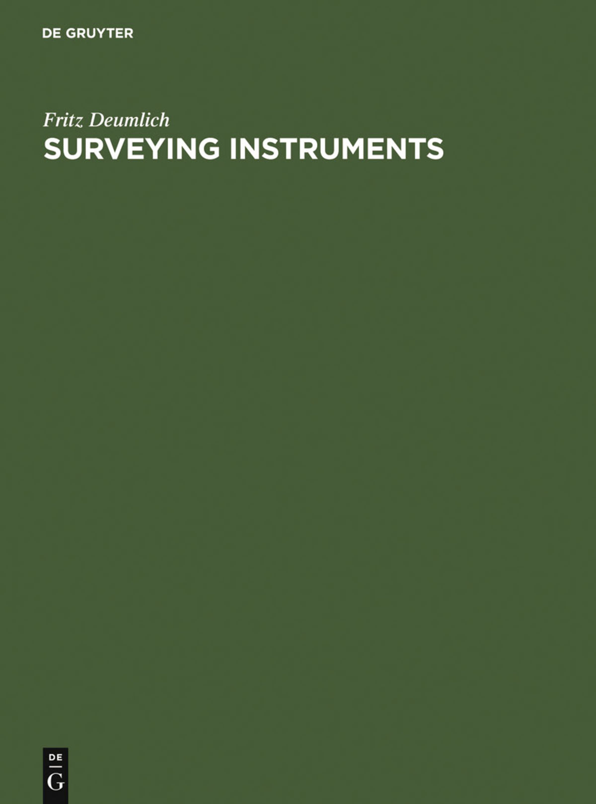 Cover image for Surveying Instruments ISBN 9783110077650