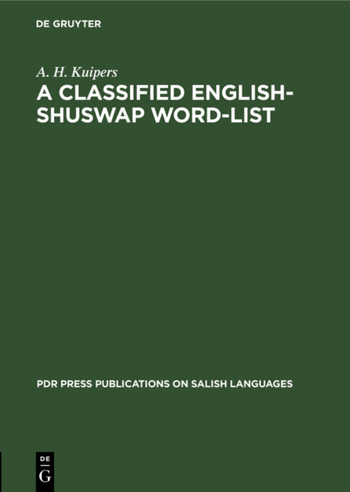 Cover image for A Classified English-Shuswap Word-List ISBN 9783112327654