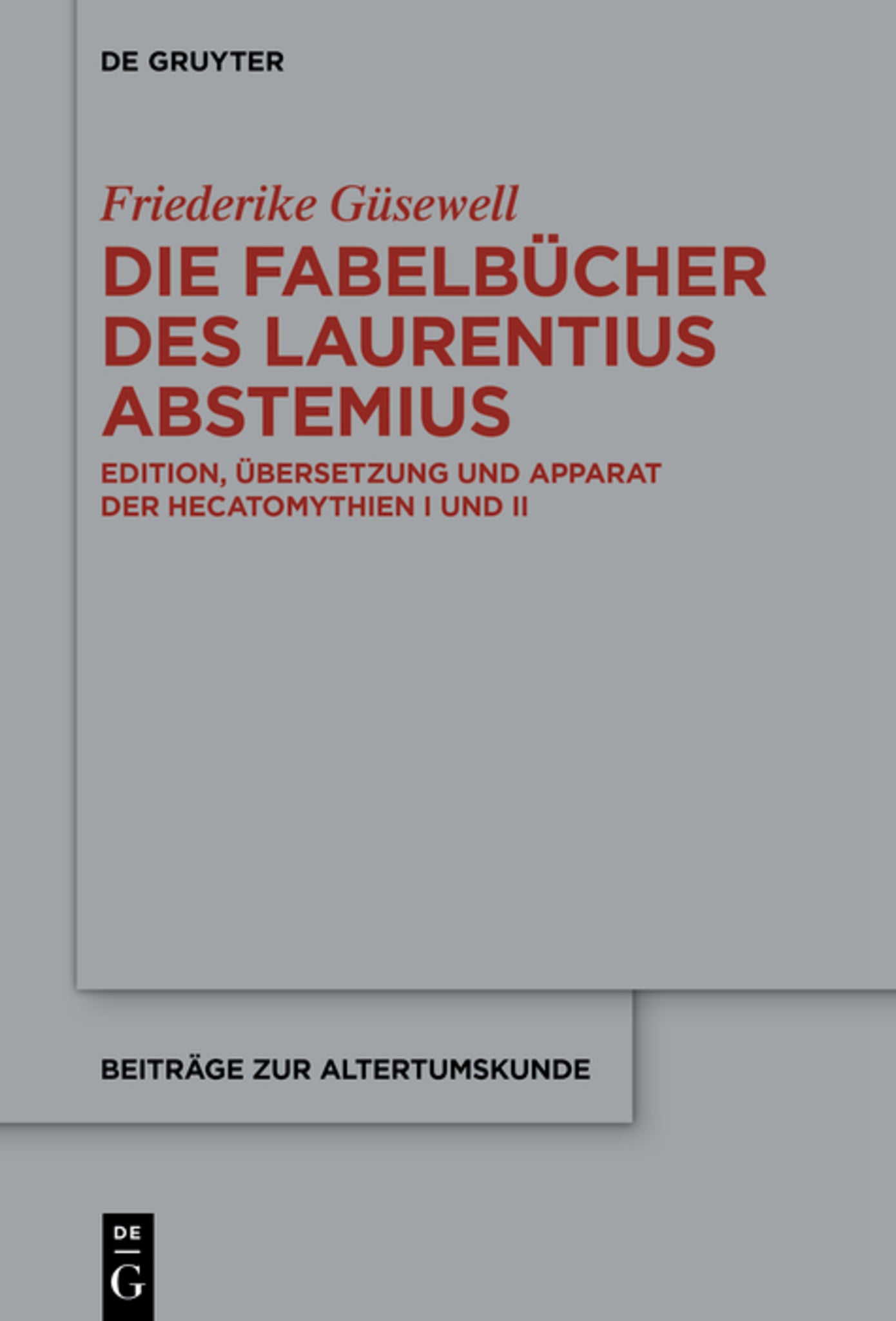 Cover image for Die Fabelbücher des Laurentius Abstemius ISBN 9783119148313