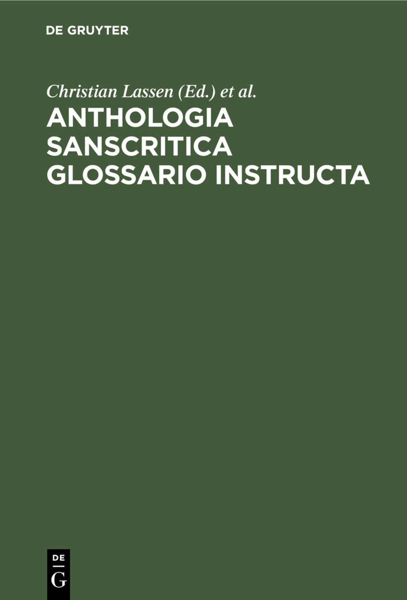 Anthologia sanscritica glossario instructa
