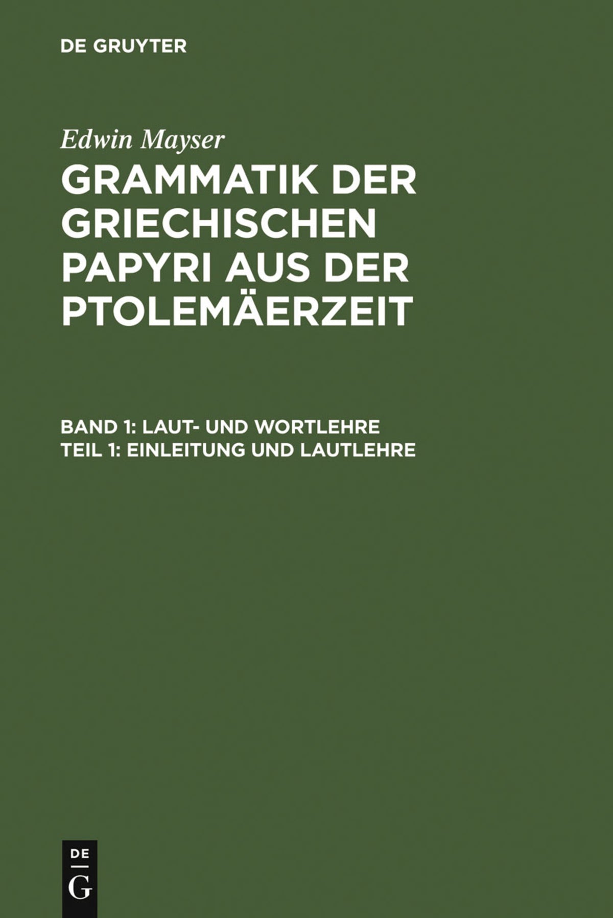 Cover image for Einleitung und Lautlehre ISBN 9783110064216